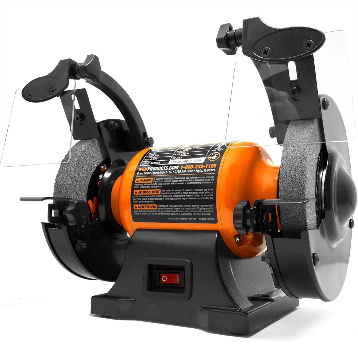 6 Inch Bench Grinder, 2.1-Amp Single Speed, 3450 RPM for Sharpening Tools & Knives
6 Inch Bench Grinder, 2.1-Amp Single Speed, 3450 RPM for Sharpening Tools & Knives