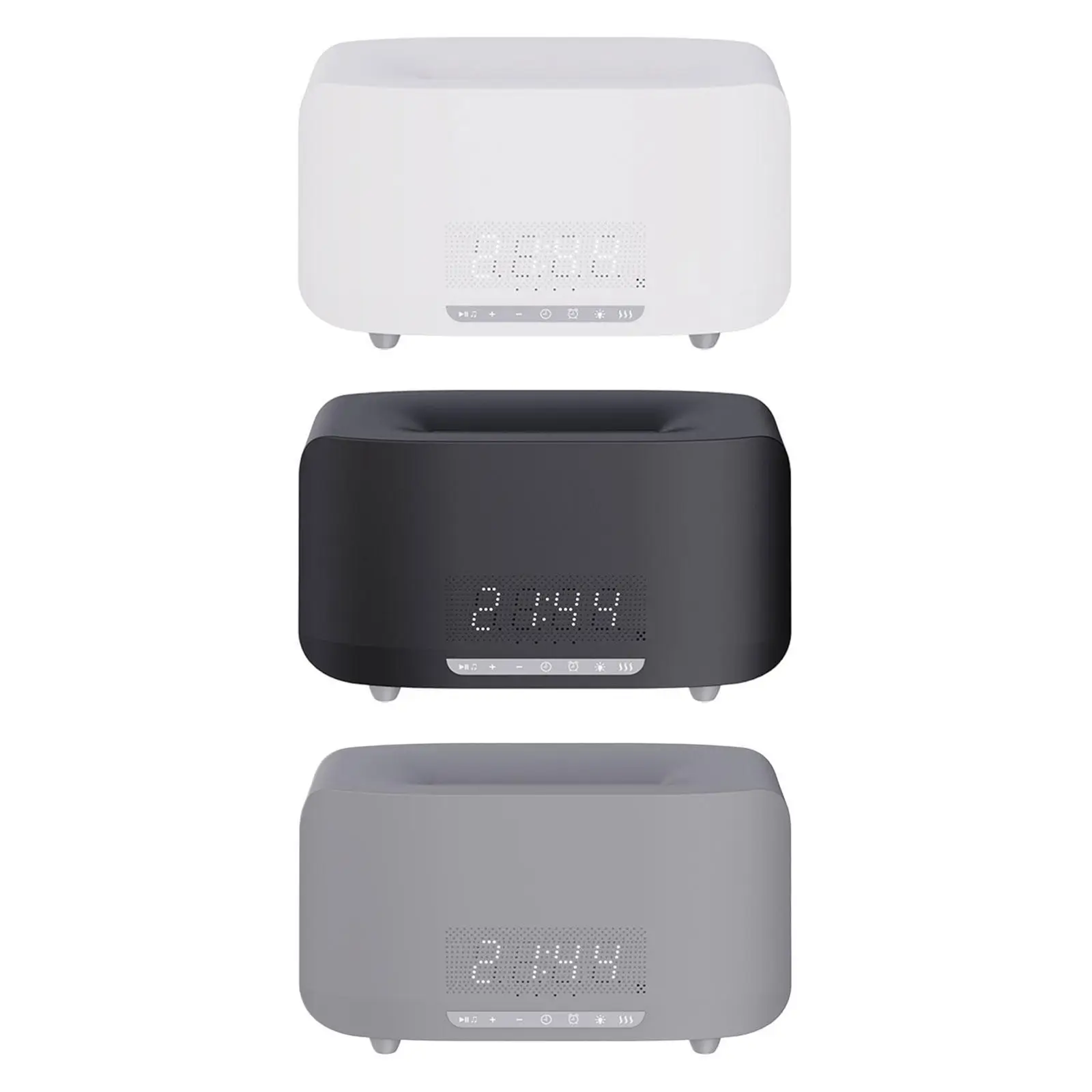Flame Mist Humidifier Digital Display Portable Alarm Clock Home Audio Scent Diffuser for Home SPA Desktop Bedside Table Study