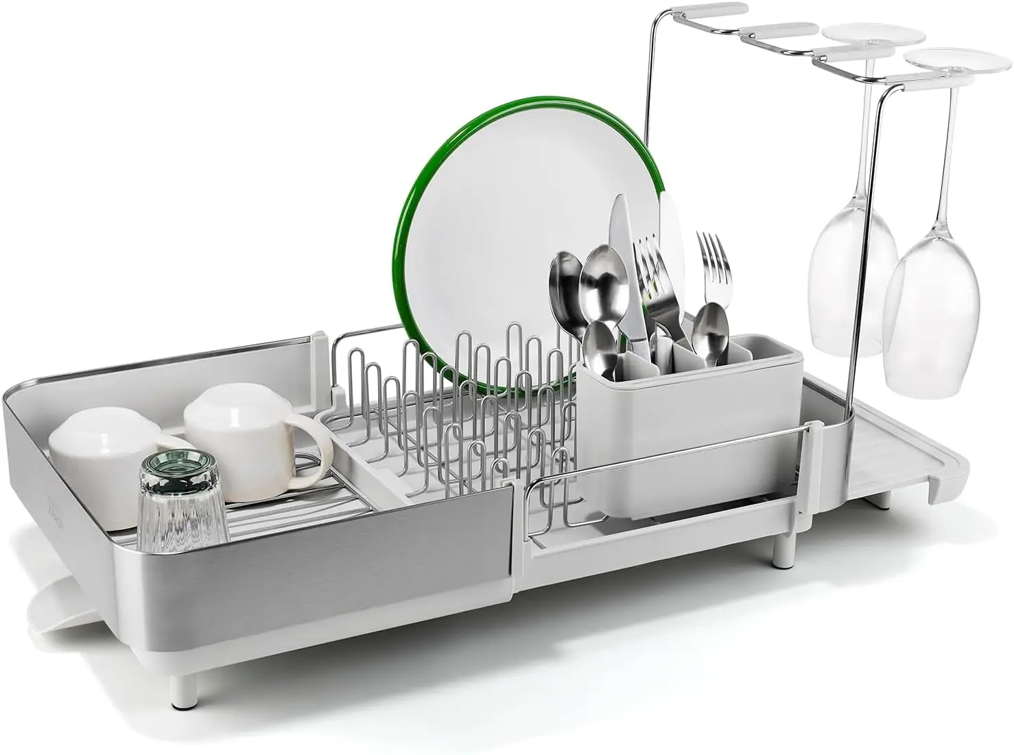 Раздвижная сушилка для посуды с держателем для бокалов, стальной дренажный поддон для посуды от маленьких до больших размеров
Раздвижная сушилка для посуды с держателем для бокалов, стальной дренажный поддон для посуды от маленьких до больших размеров