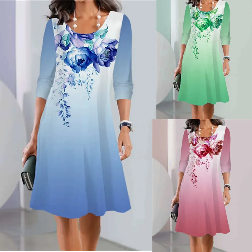 Fashion Floral Pattern Women Mini Dresses Long Sleeve 3D Flower Printed Trend Gradient Ladies Dress 3XL Plus Size Casual Dress
Fashion Floral Pattern Women Mini Dresses Long Sleeve 3D Flower Printed Trend Gradient Ladies Dress 3XL Plus Size Casual Dress