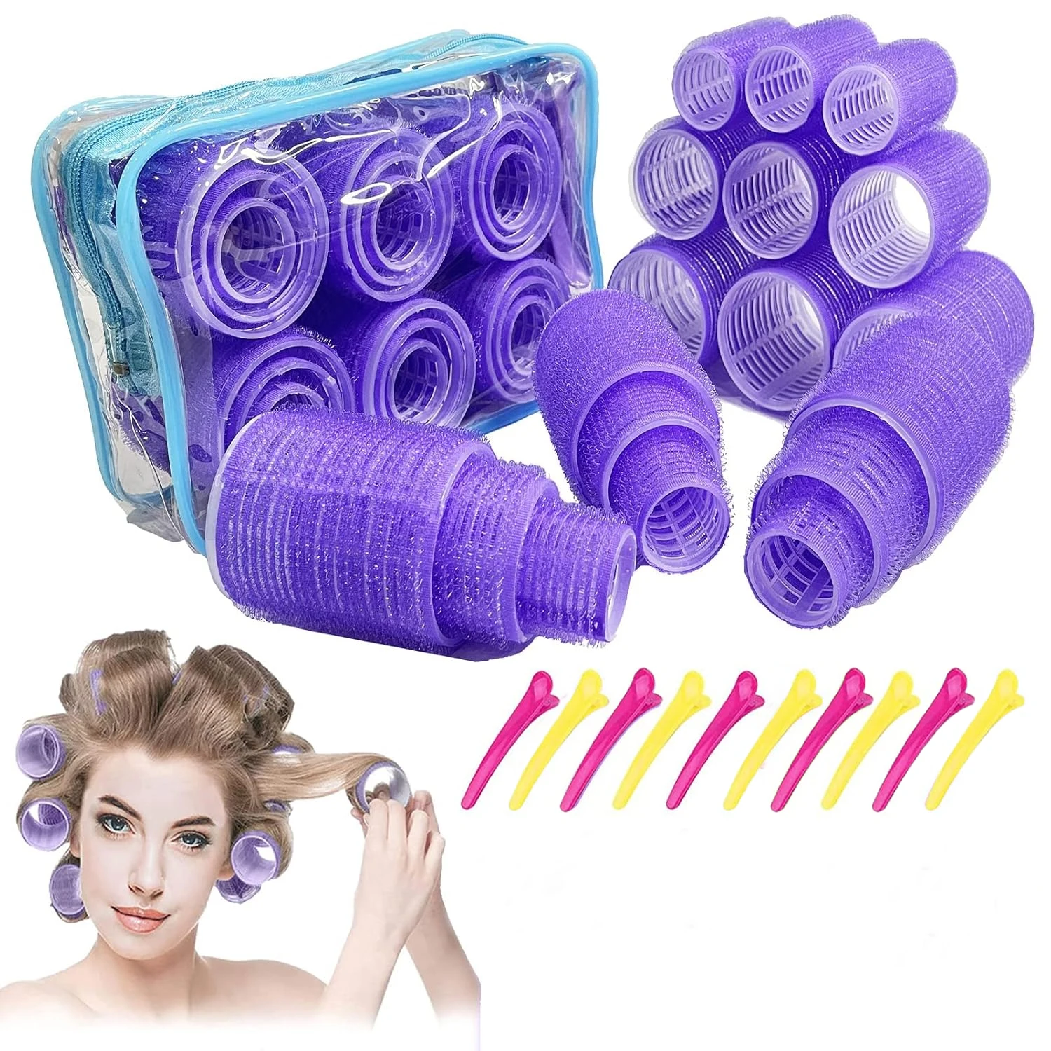 37pcs Self Grip Velcro Rollers for Hair 3 Sizes Heatless Hair Curlers with Clips Hair Bangs Volume DIY Styling Tools
37pcs Self Grip Velcro Rollers for Hair 3 Sizes Heatless Hair Curlers with Clips Hair Bangs Volume DIY Styling Tools