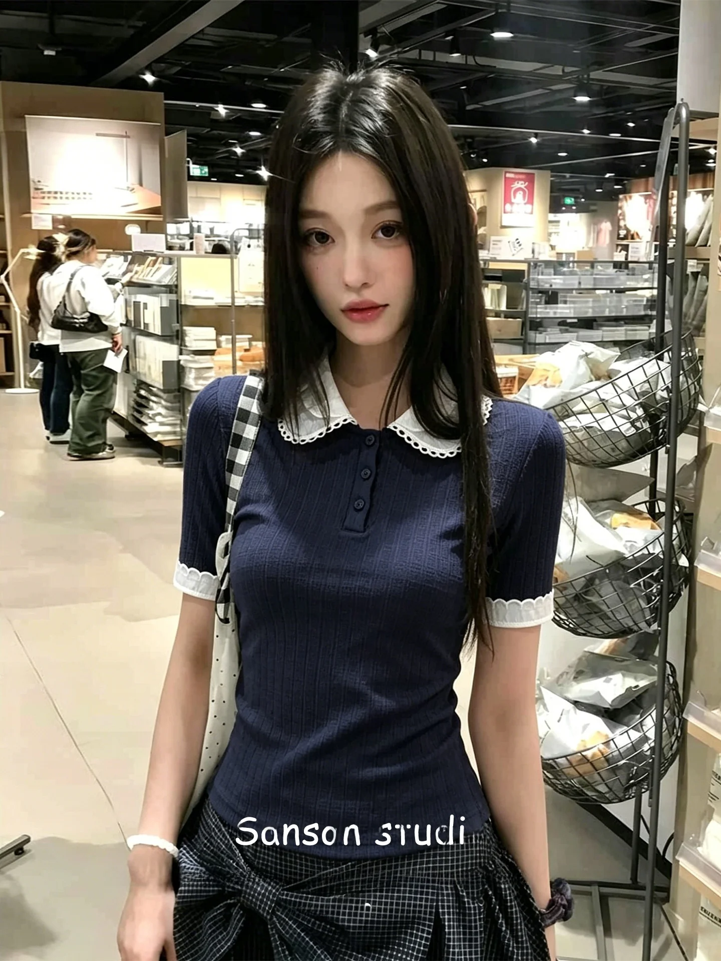 Korean Style Lace Trim Short Sleeve Knitted Shirt Women's Summer Slim Fit Casual Top College Style Contrast Color T-Shirt
Korean Style Lace Trim Short Sleeve Knitted Shirt Women's Summer Slim Fit Casual Top College Style Contrast Color T-Shirt