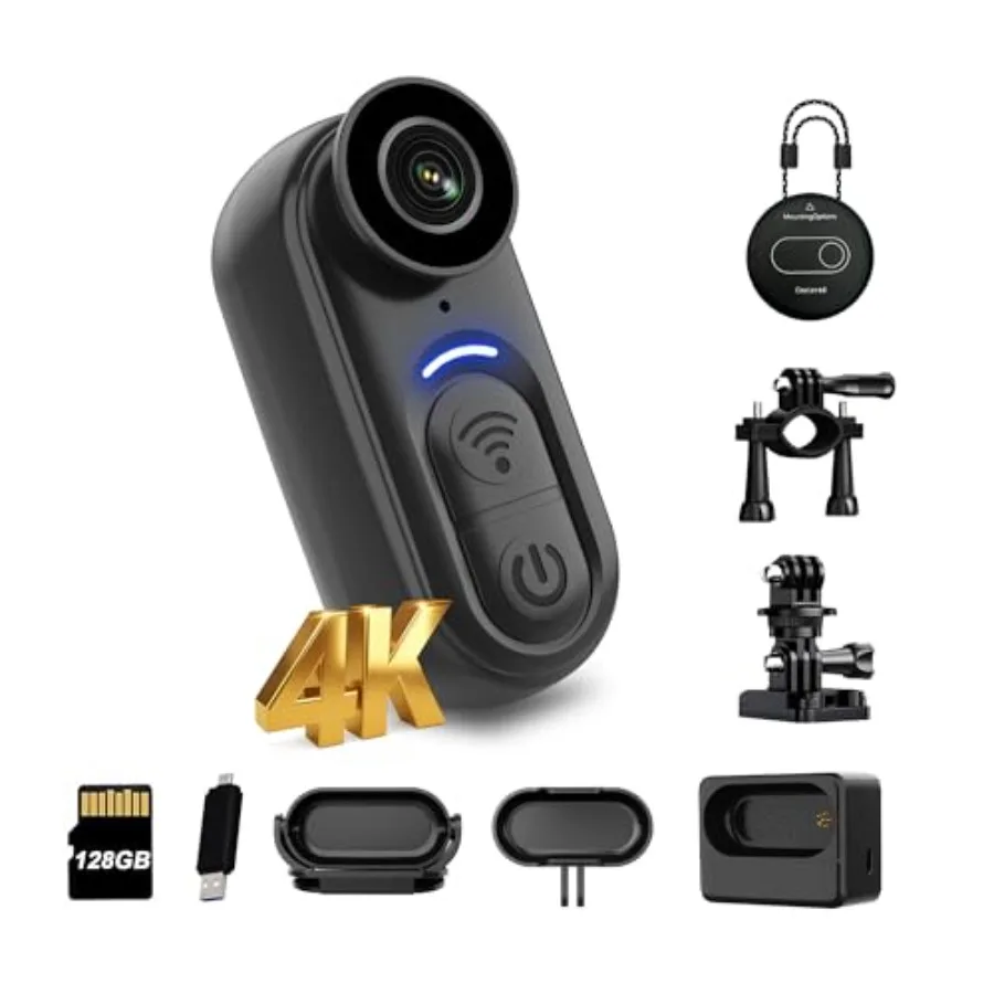 4K Mini Body Camera 128GB Thumb Size Wearable Action Cam for Travel, Cycling, Sports, Pets, Outdoor Adventures: ABS Plastic, Bl
4K Mini Body Camera 128GB Thumb Size Wearable Action Cam for Travel, Cycling, Sports, Pets, Outdoor Adventures: ABS Plastic, Bl