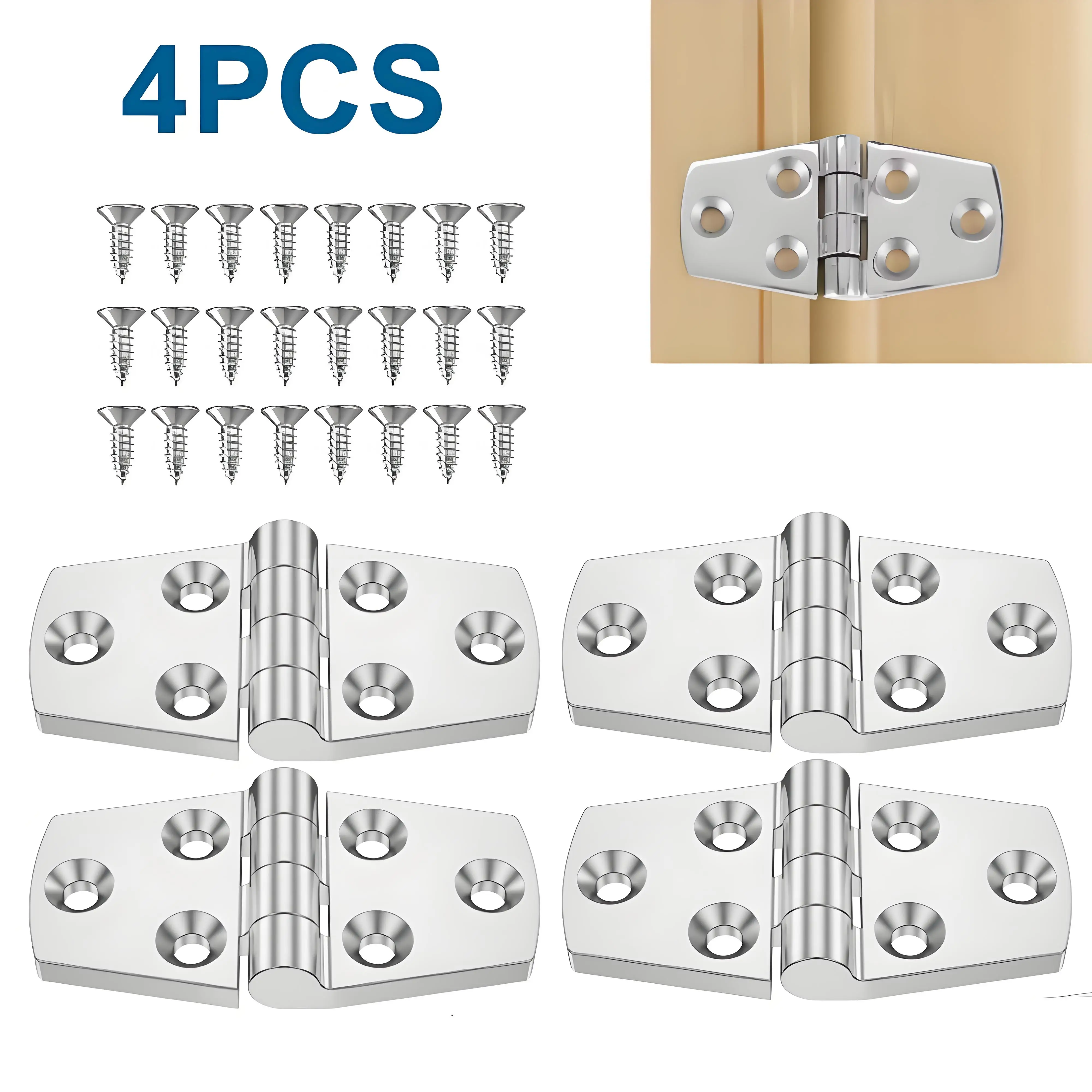 4Pcs Stainless Steel Hinges 3" x 1.5" Heavy Duty Boat Hatch Hinge Household Door and Cabinet Hinge No Noise Hardware Accessory
4Pcs Stainless Steel Hinges 3" x 1.5" Heavy Duty Boat Hatch Hinge Household Door and Cabinet Hinge No Noise Hardware Accessory