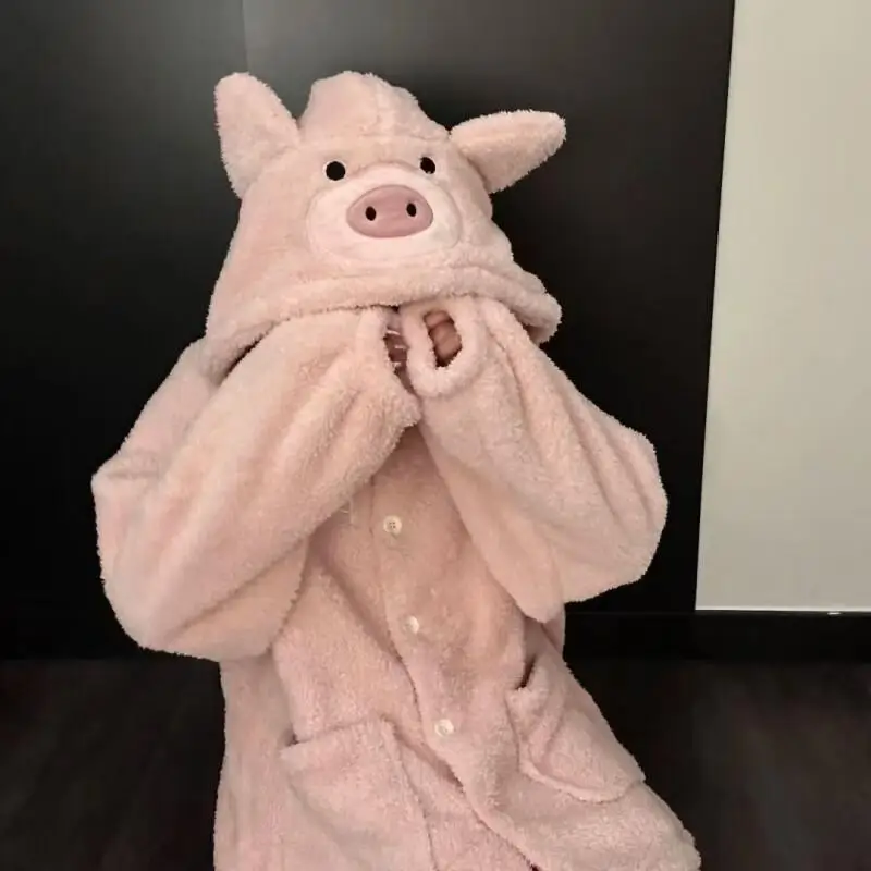 Женские пижамы с героями мультфильмов, коралловый флис с капюшоном, удобная одежда для сна, утепленная хлопковая пижама, домашний костюм, комплект из двух предметов
Женские пижамы с героями мультфильмов, коралловый флис с капюшоном, удобная одежда для сна, утепленная хлопковая пижама, домашний костюм, комплект из двух предметов