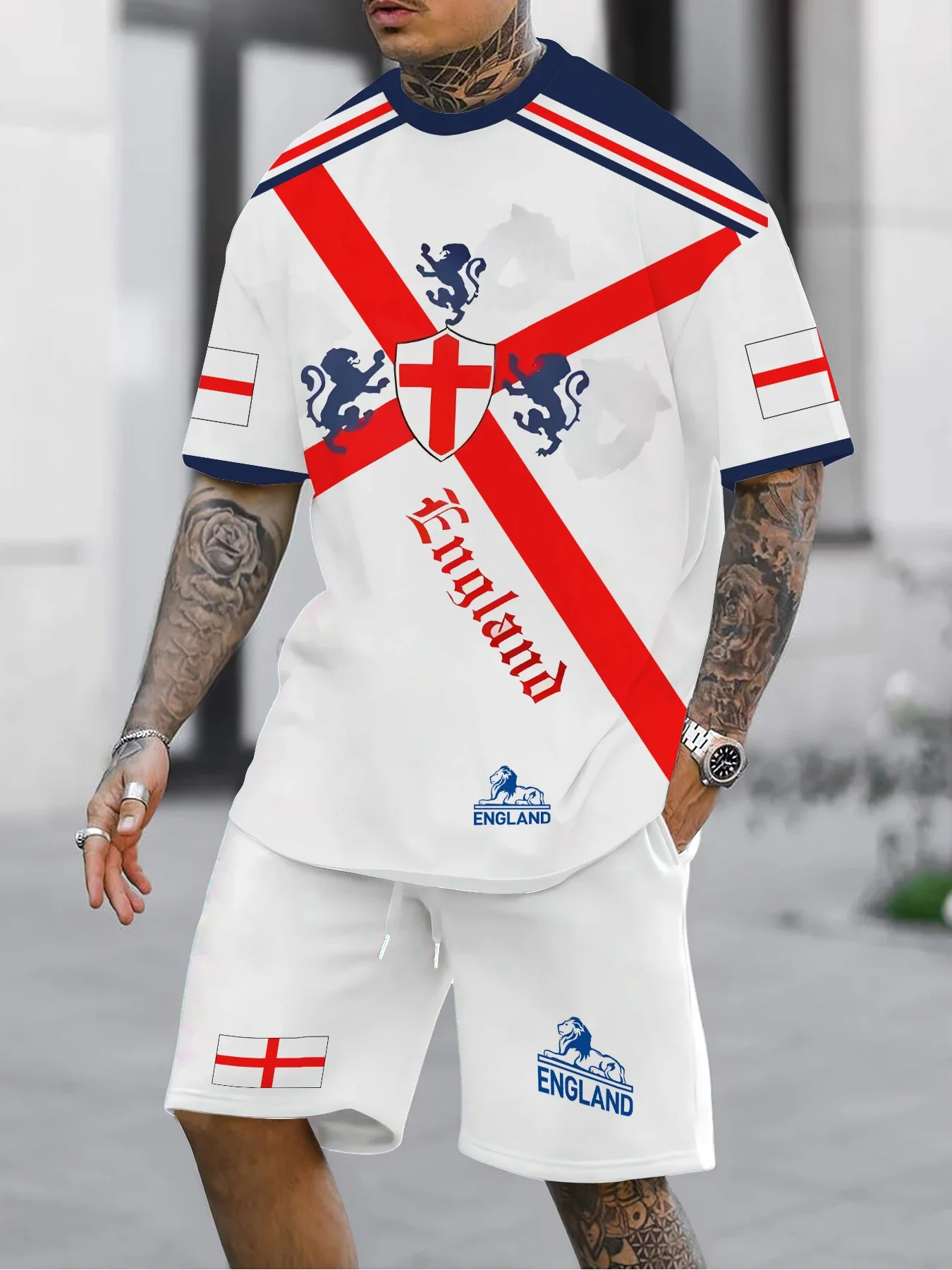 Summer Men's 3D Printed England Emblem Pattern Breathable Top Summer Street Fashion T-shirt Set
Summer Men's 3D Printed England Emblem Pattern Breathable Top Summer Street Fashion T-shirt Set