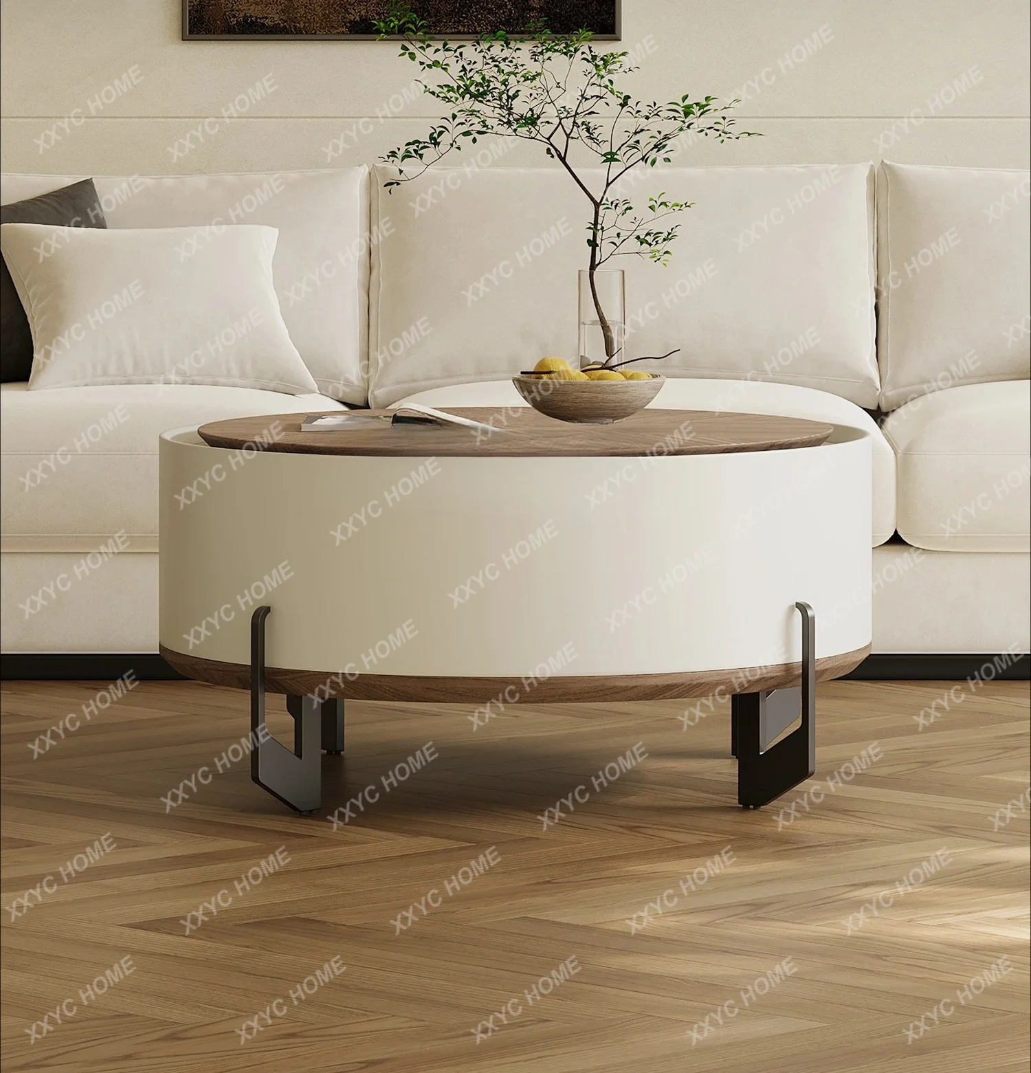 Lifting round coffee table designer high-end walnut leather living room household small apartment storage paint
Lifting round coffee table designer high-end walnut leather living room household small apartment storage paint