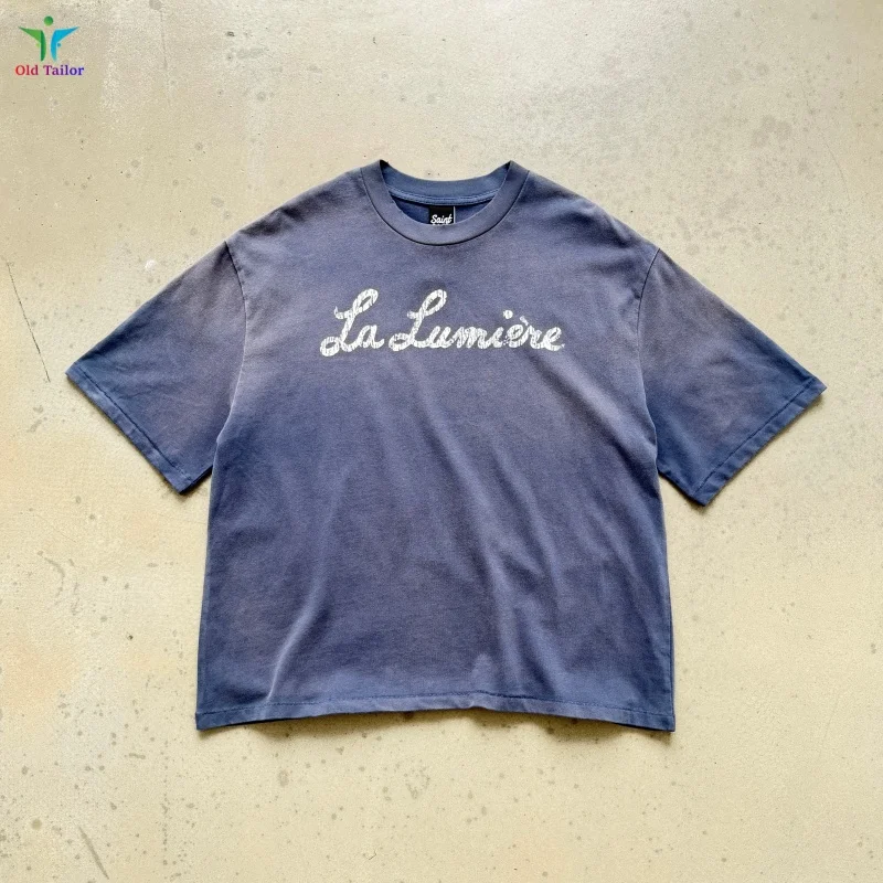 SAINT La Lumière French-Print Tee Navy Blue Gradient Summer Oversized Short-Sleeve T-Shirt
SAINT La Lumière French-Print Tee Navy Blue Gradient Summer Oversized Short-Sleeve T-Shirt