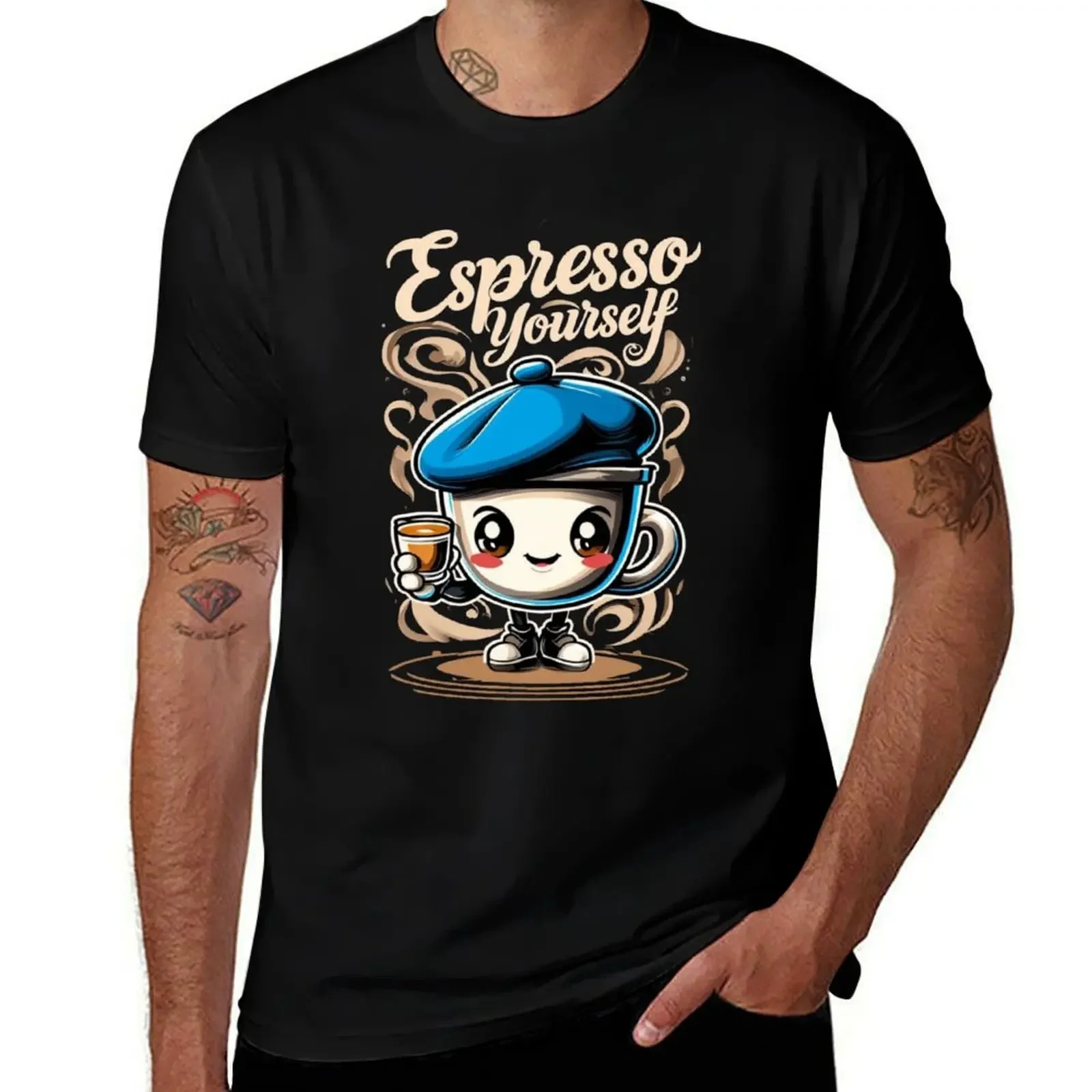 Cheerful Coffee Cup Character with 'Espresso Yourself' Art T-Shirt for a boy man clothes men t shirts high quality
Cheerful Coffee Cup Character with 'Espresso Yourself' Art T-Shirt for a boy man clothes men t shirts high quality