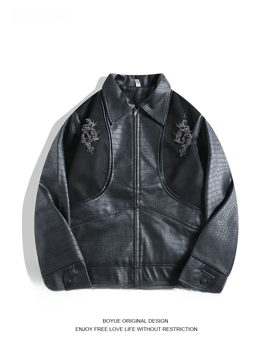 Boyue Snake Skin Pattern Embroidered Rivet Patchwork Leather Jaet ex Street Sle k Cool Spring Autumn Winter Coat
Boyue Snake Skin Pattern Embroidered Rivet Patchwork Leather Jaet ex Street Sle k Cool Spring Autumn Winter Coat