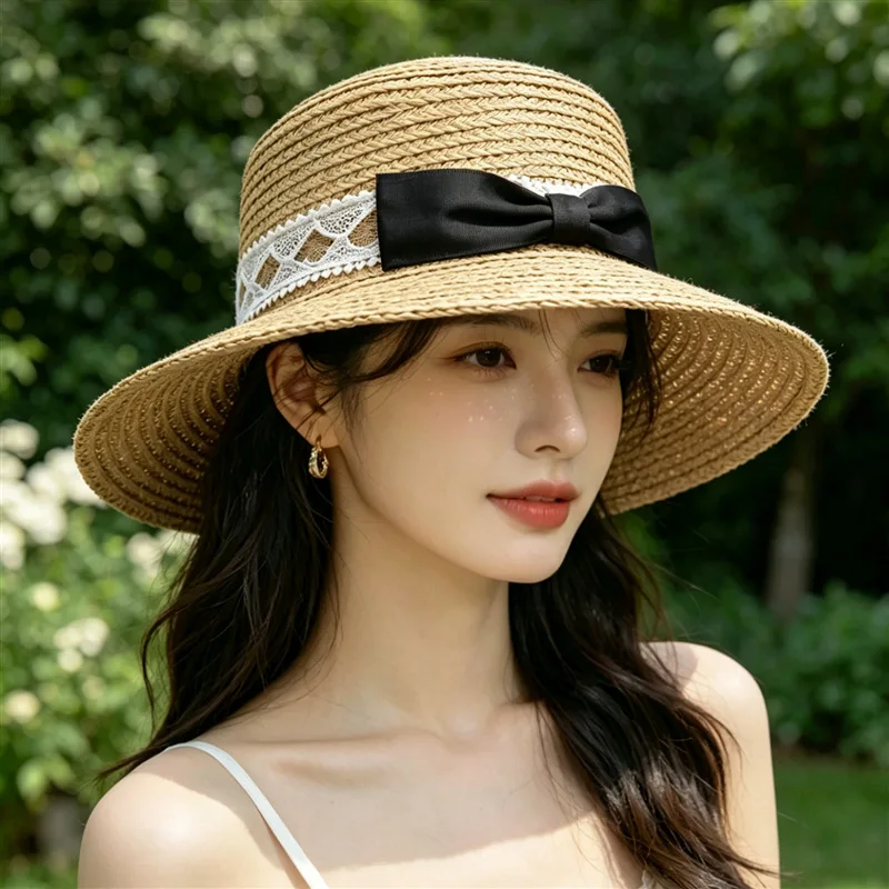 French Raffia Sun Hat for Women Elegant Lace Bowknot Straw Beach Hats Wide Brim Summer Breathable Sun Visor Caps Holiday
French Raffia Sun Hat for Women Elegant Lace Bowknot Straw Beach Hats Wide Brim Summer Breathable Sun Visor Caps Holiday