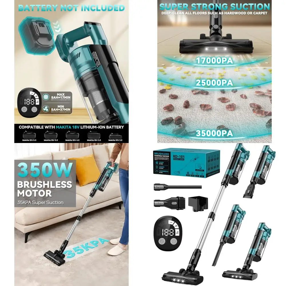 Легкий пылесос мощностью 18 В, 350 Вт, всасывание 35 кПа, HEPA-фильтр 6-в-1 для различных поверхностей (батарея не я
Легкий пылесос мощностью 18 В, 350 Вт, всасывание 35 кПа, HEPA-фильтр 6-в-1 для различных поверхностей (батарея не я