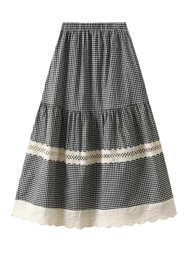 Korean Hollow-out Gook Stitching Plaid Vintage Long Skirt Women's 2025 New Summer Fashion High Waist Slimming Cake Skirts
Korean Hollow-out Gook Stitching Plaid Vintage Long Skirt Women's 2025 New Summer Fashion High Waist Slimming Cake Skirts