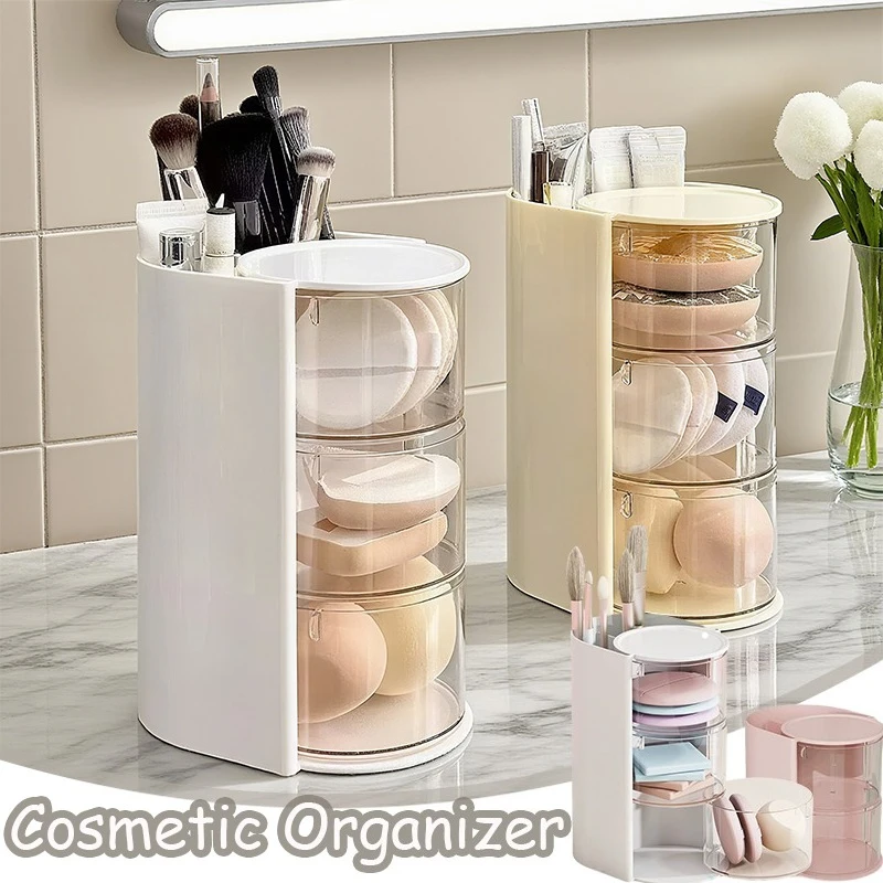 White Rotating Dustproof Makeup Sponge Storage Box Transparent Large Capacity Brush Holder Desktop Organizer Organizador Baño
White Rotating Dustproof Makeup Sponge Storage Box Transparent Large Capacity Brush Holder Desktop Organizer Organizador Baño