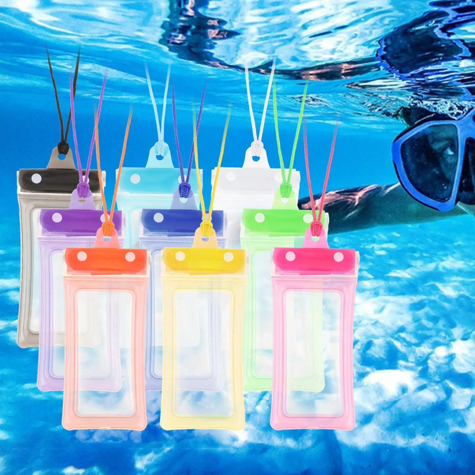 Professional Waterproof Cell Phone Pouch Underwater Dry Bag TPU Floating Lanyard for Swimming Snorkeling Beach
Professional Waterproof Cell Phone Pouch Underwater Dry Bag TPU Floating Lanyard for Swimming Snorkeling Beach