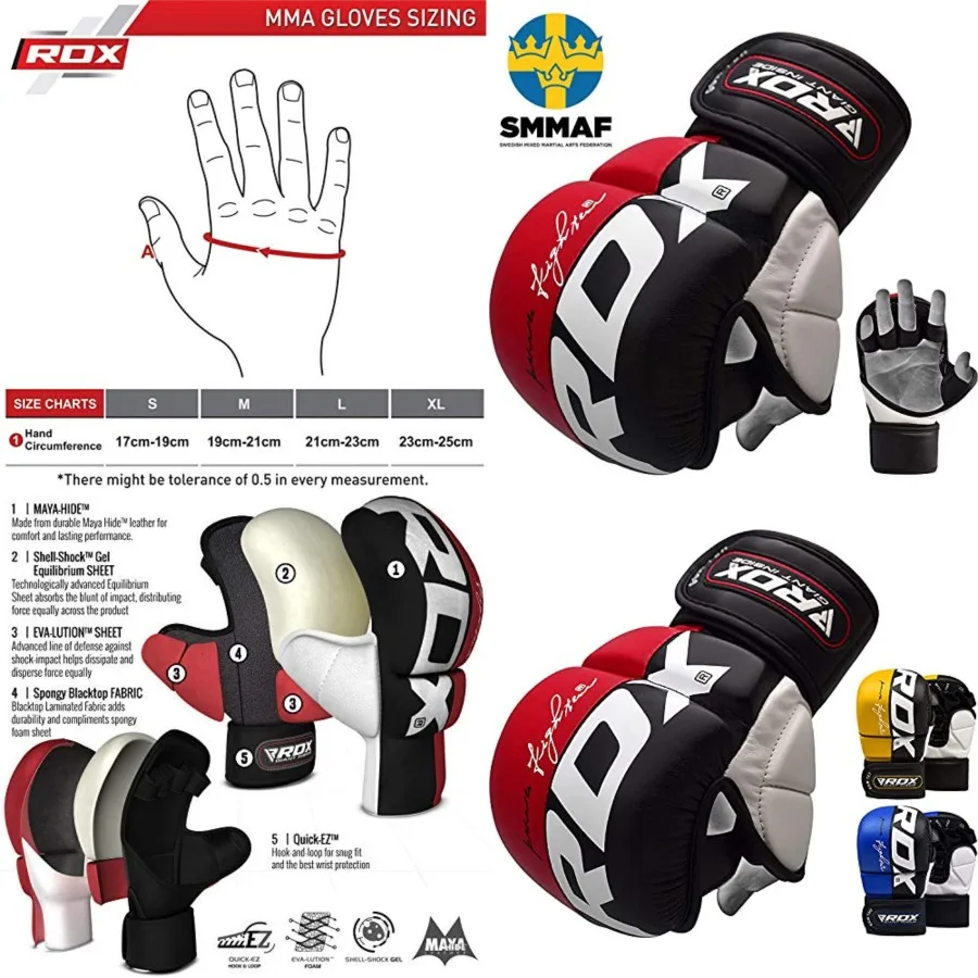 MMA Gloves Grappling, Sparring, Martial Arts Mitts Men Women, Hybrid Open Palm, Maya Hide Leather Wrist Support Boxing Glove Tr
MMA Gloves Grappling, Sparring, Martial Arts Mitts Men Women, Hybrid Open Palm, Maya Hide Leather Wrist Support Boxing Glove Tr