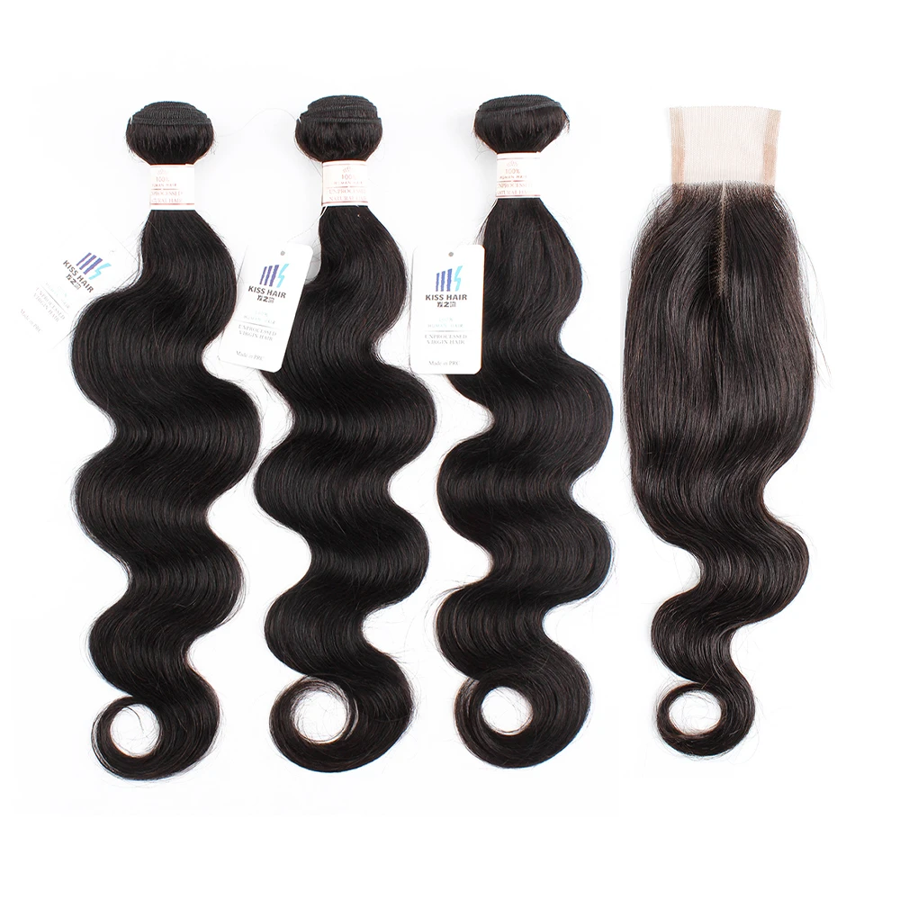 Kisshair 3 Bundles With 2*6 Closure Body Wave Natural Color Brazilian Human Hair Remy Double Wefts Hair Extension 300 Gram/Lot
Kisshair 3 Bundles With 2*6 Closure Body Wave Natural Color Brazilian Human Hair Remy Double Wefts Hair Extension 300 Gram/Lot