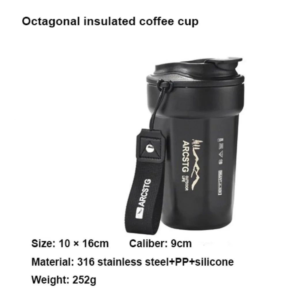 316 Stainless Steel Octagonal Insulated Coffee Cup 440ml Portable Car Water Cup Black/Red Accompanying Cup
316 Stainless Steel Octagonal Insulated Coffee Cup 440ml Portable Car Water Cup Black/Red Accompanying Cup