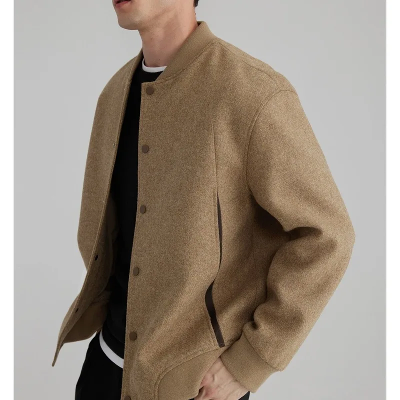 Wool Contrast Ribbed Baseball Collar Woolen Coat Men Spring Autumn
Wool Contrast Ribbed Baseball Collar Woolen Coat Men Spring Autumn
