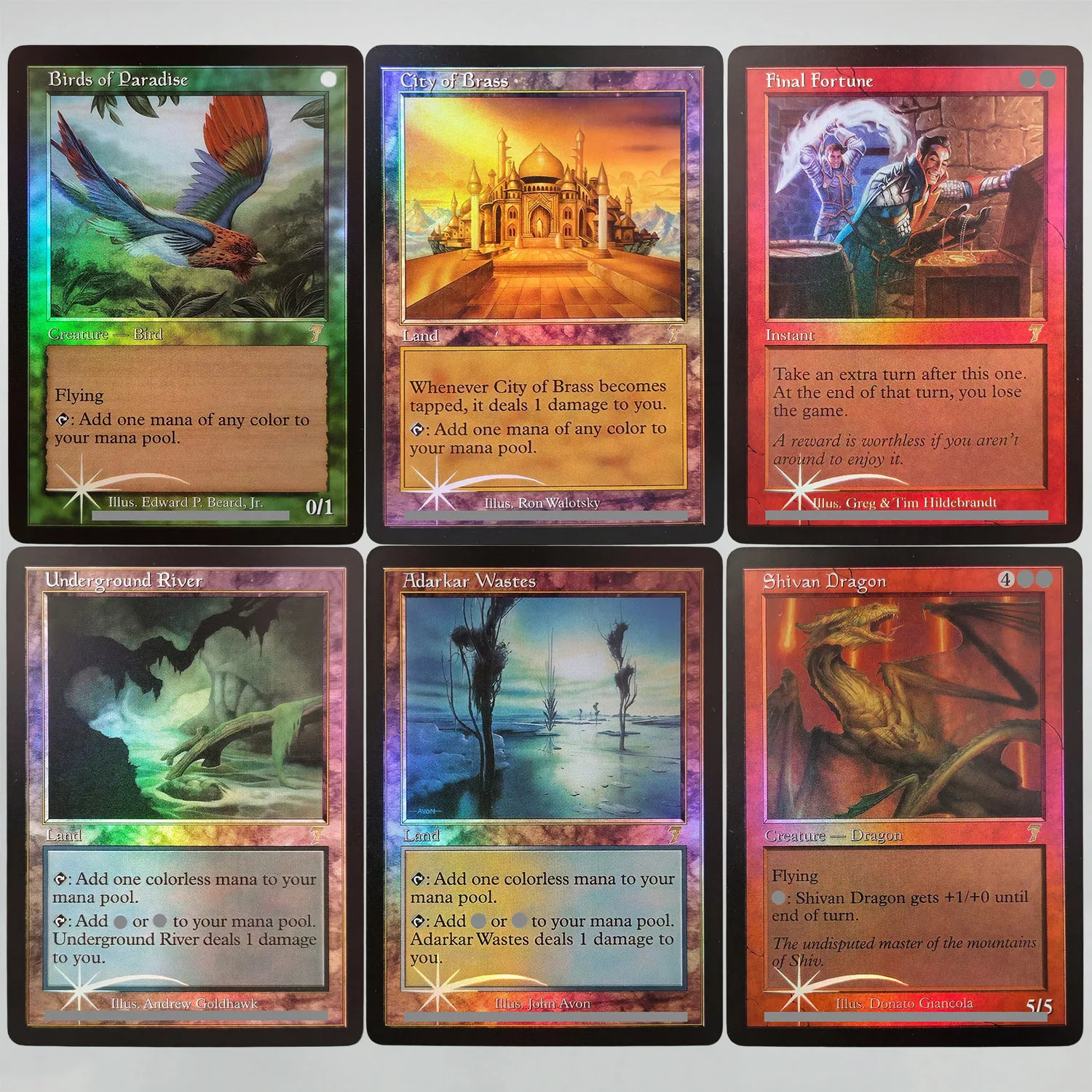 7ED TCG Proxy Magical Card Birds of Paradise Final Fortune City Brass Underground River Adarkar Wastes Brushland Shivan Dragon
7ED TCG Proxy Magical Card Birds of Paradise Final Fortune City Brass Underground River Adarkar Wastes Brushland Shivan Dragon