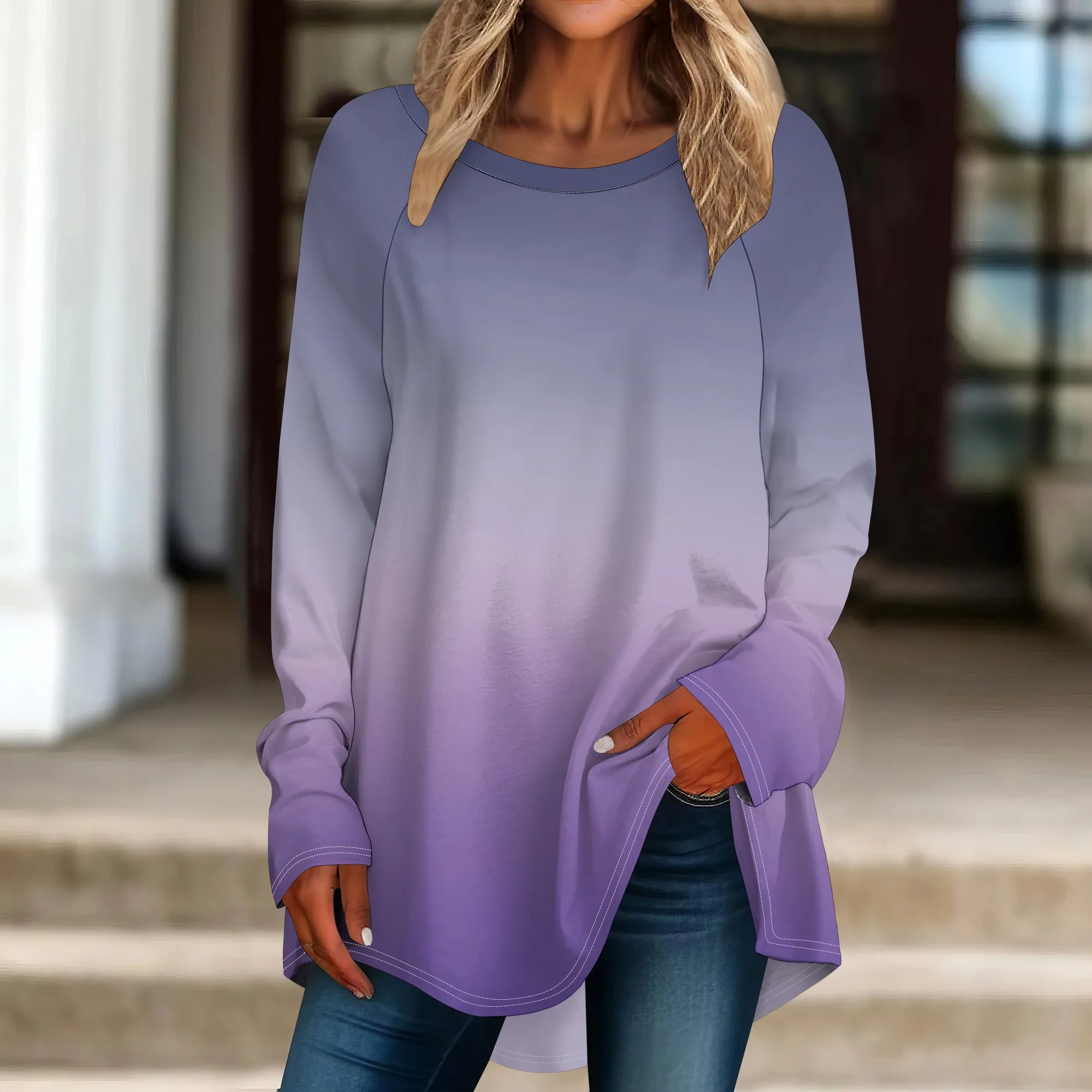 Womens Tops Casual Plus SizeLong Sleeved Round Neck Gradient Printing T-Shirt Top Pullover
Womens Tops Casual Plus SizeLong Sleeved Round Neck Gradient Printing T-Shirt Top Pullover