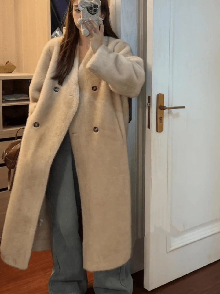 Lamb Fur Vest Outerwear Women Knee-Length Oversize V-Ne Fake Fur Coat Long Sve Double Button Pure Color Commute Sle
Lamb Fur Vest Outerwear Women Knee-Length Oversize V-Ne Fake Fur Coat Long Sve Double Button Pure Color Commute Sle