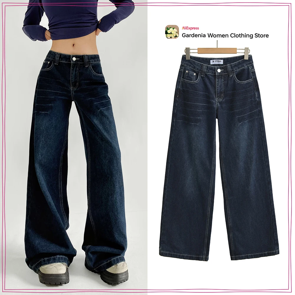 Fashionable American Style Straight Leg Jeans for Women Vintage Dark Blue Loose Denim Pants Stylish Cowgirl Wide Leg Baggy Pants
Fashionable American Style Straight Leg Jeans for Women Vintage Dark Blue Loose Denim Pants Stylish Cowgirl Wide Leg Baggy Pants