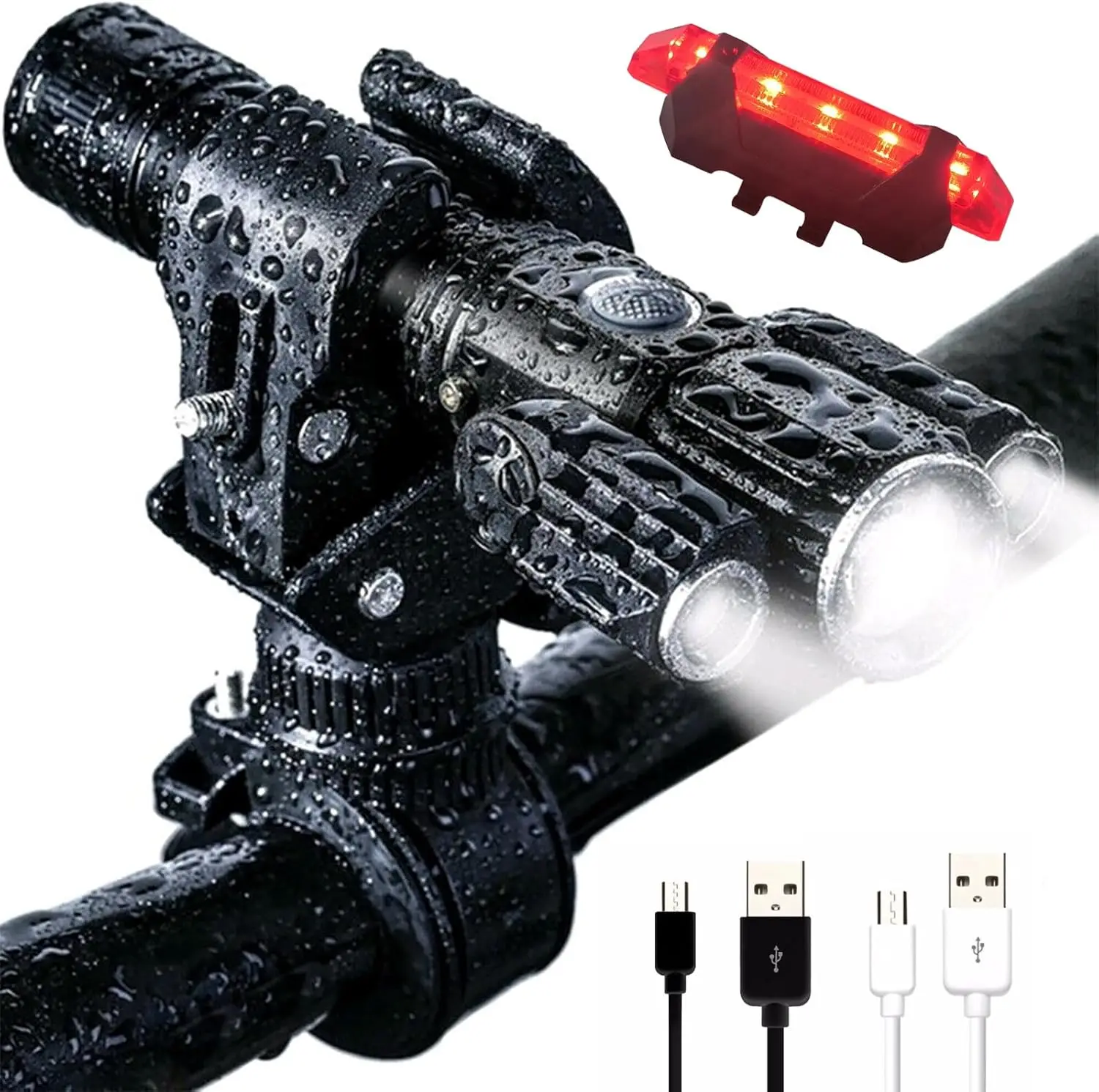 Rechargeable Bike Light Set, 4+4 Modes, Front & Back LED Lights, 18+ hrs Runtime, IPX6 Waterproof, for Night Riding, Road & Moun
Rechargeable Bike Light Set, 4+4 Modes, Front & Back LED Lights, 18+ hrs Runtime, IPX6 Waterproof, for Night Riding, Road & Moun