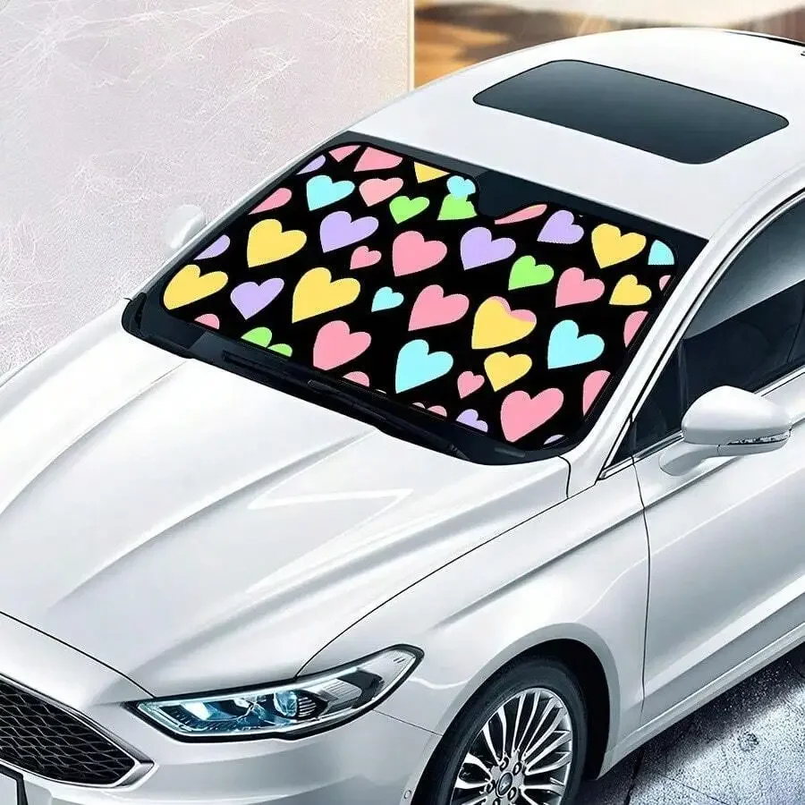 Foldable Car Sunshade With Colorful Heart Pattern For Front Windshield Heat Insulation Universal Fit
Foldable Car Sunshade With Colorful Heart Pattern For Front Windshield Heat Insulation Universal Fit