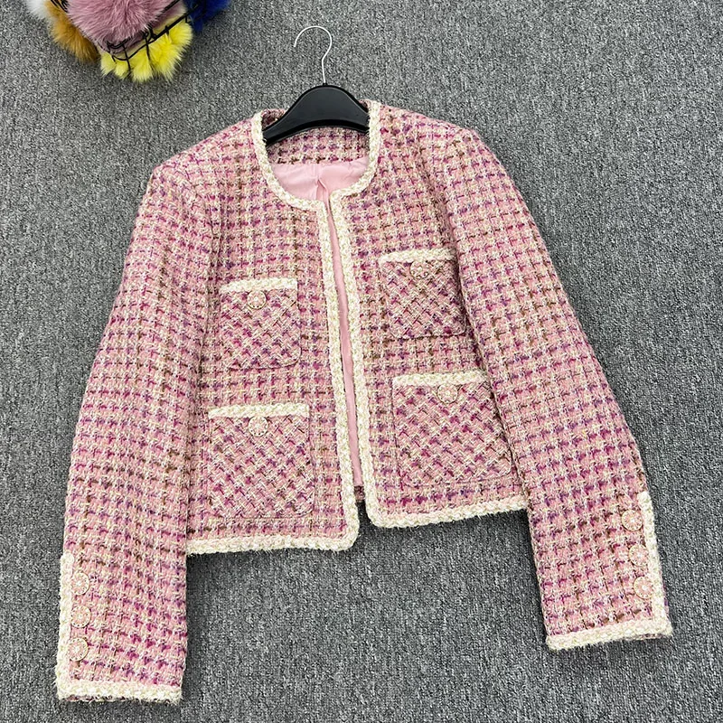 JANEFUR 2024 Women Tweed Short Coat Spring Autumn Pink Wool Blend Jacket Women Round Neck Single Breasted Coat Outwear
JANEFUR 2024 Women Tweed Short Coat Spring Autumn Pink Wool Blend Jacket Women Round Neck Single Breasted Coat Outwear