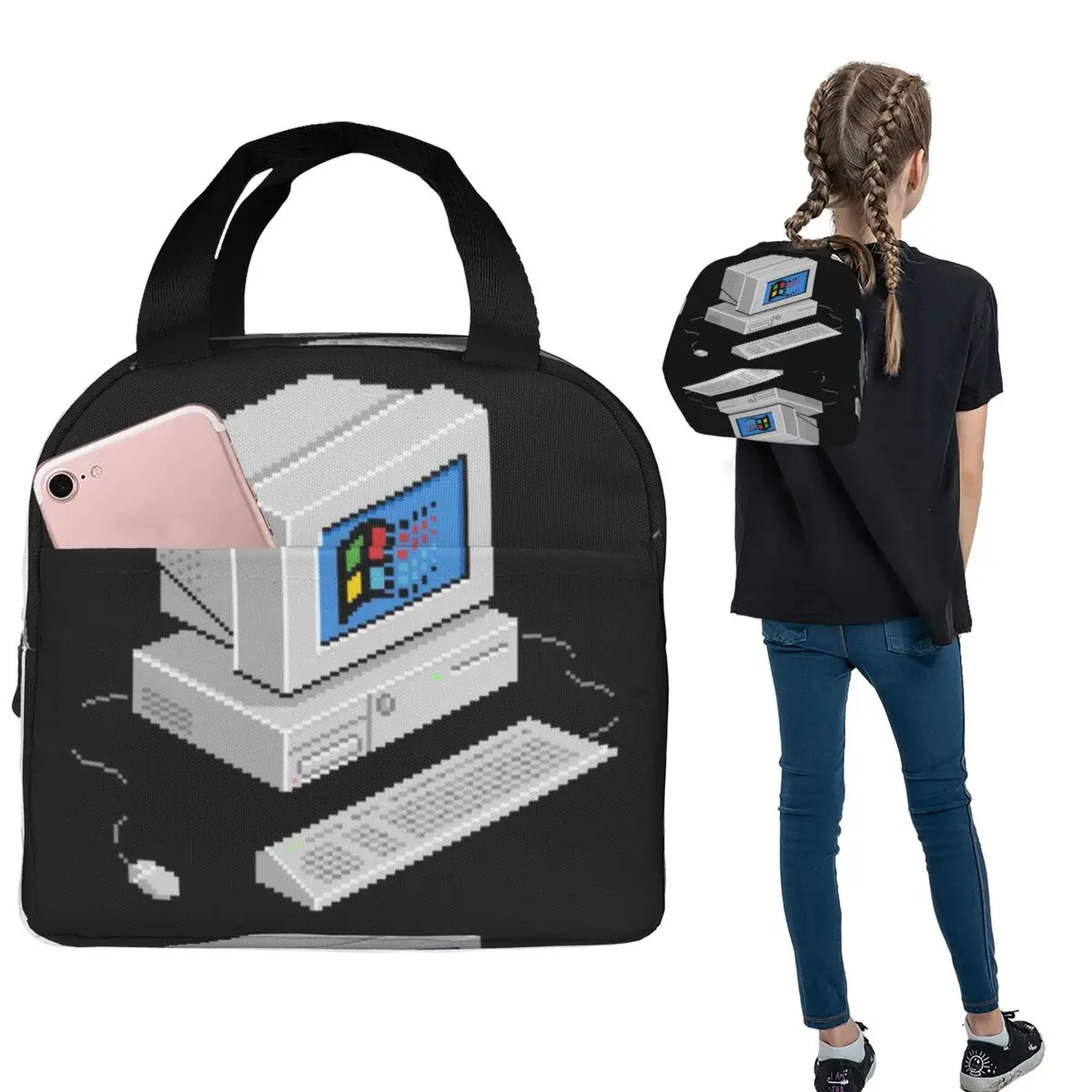 Windows Vaporwave Insulated Lunch Bag for Women Children Portable Food Boxes Thermal Lunch Box Tote
Windows Vaporwave Insulated Lunch Bag for Women Children Portable Food Boxes Thermal Lunch Box Tote