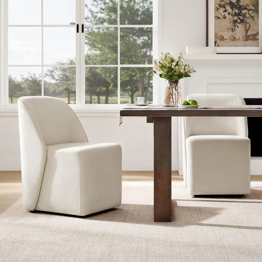 Rolling Upholstered Dining Chairs Set of 2 with Removable Casters, Suitable for Dining, Living, and Bedroom Use
Rolling Upholstered Dining Chairs Set of 2 with Removable Casters, Suitable for Dining, Living, and Bedroom Use