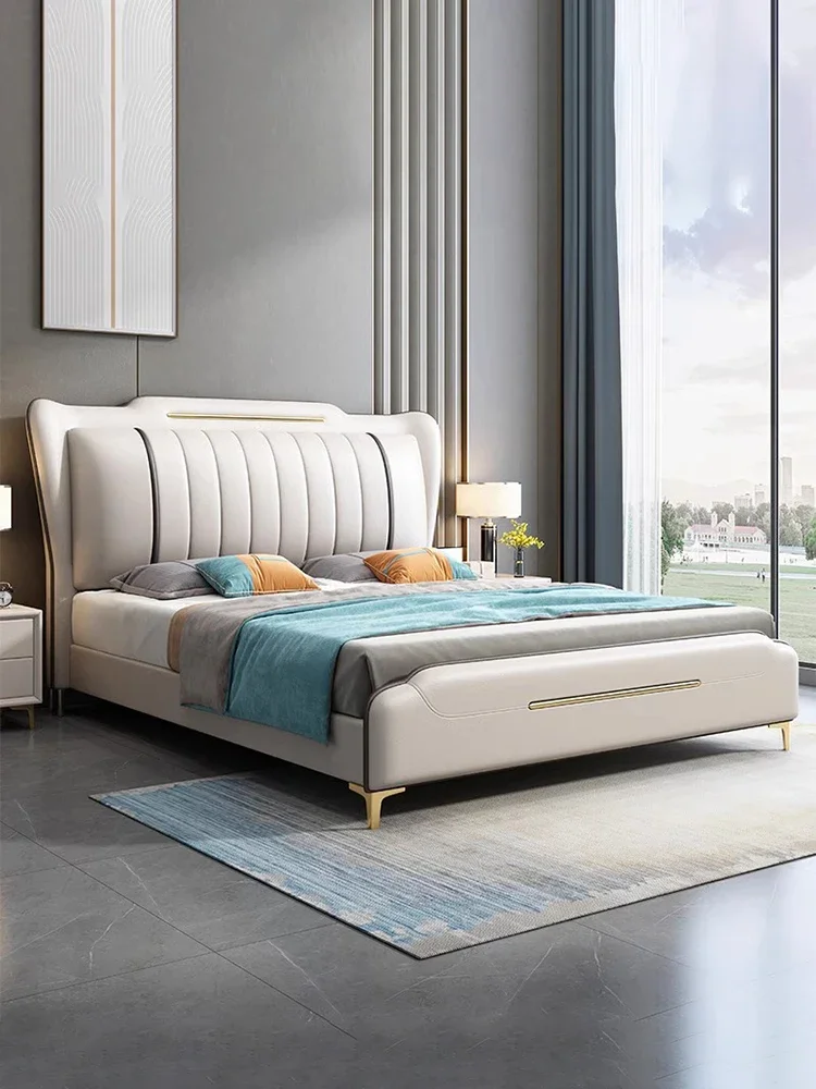 Modern simple leather bed storage, double bed, master bedroom, large bed, light luxury
Modern simple leather bed storage, double bed, master bedroom, large bed, light luxury