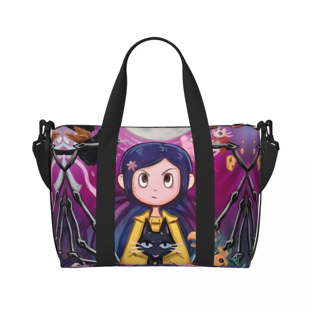 Custom Coraline Twitchy Witchy Girl Beach Tote Bag Women Extra Large Gym Carry On Scary Movie Cartoon Travel Shopping Bags 
Custom Coraline Twitchy Witchy Girl Beach Tote Bag Women Extra Large Gym Carry On Scary Movie Cartoon Travel Shopping Bags