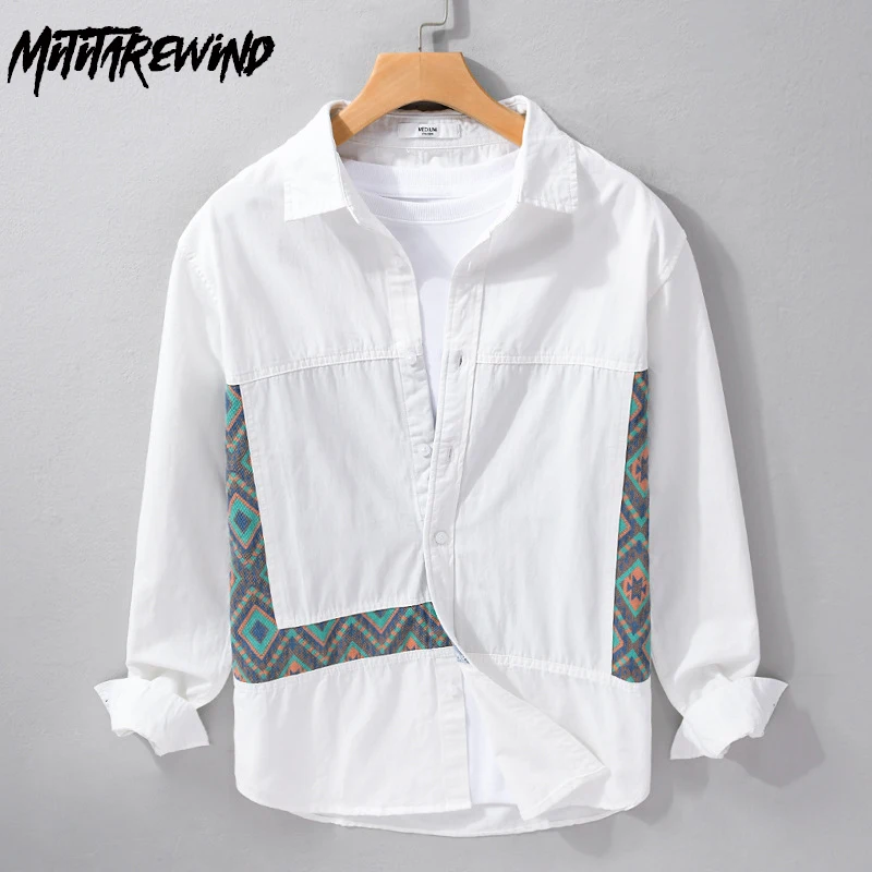 New Long Sleeve White Shirt Men Spring Street Casual Shirts Pure Cotton Print Patchwork Designer Shirt Youth Fashion Loose Tops
New Long Sleeve White Shirt Men Spring Street Casual Shirts Pure Cotton Print Patchwork Designer Shirt Youth Fashion Loose Tops