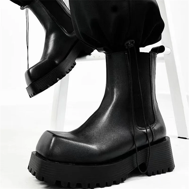 Large size Square Toe Platform Black Boots Side Elastic Fabric Slip On Shoes Women/men New Autumn Winter Fashion Ankle Boots 5
Large size Square Toe Platform Black Boots Side Elastic Fabric Slip On Shoes Women/men New Autumn Winter Fashion Ankle Boots 5