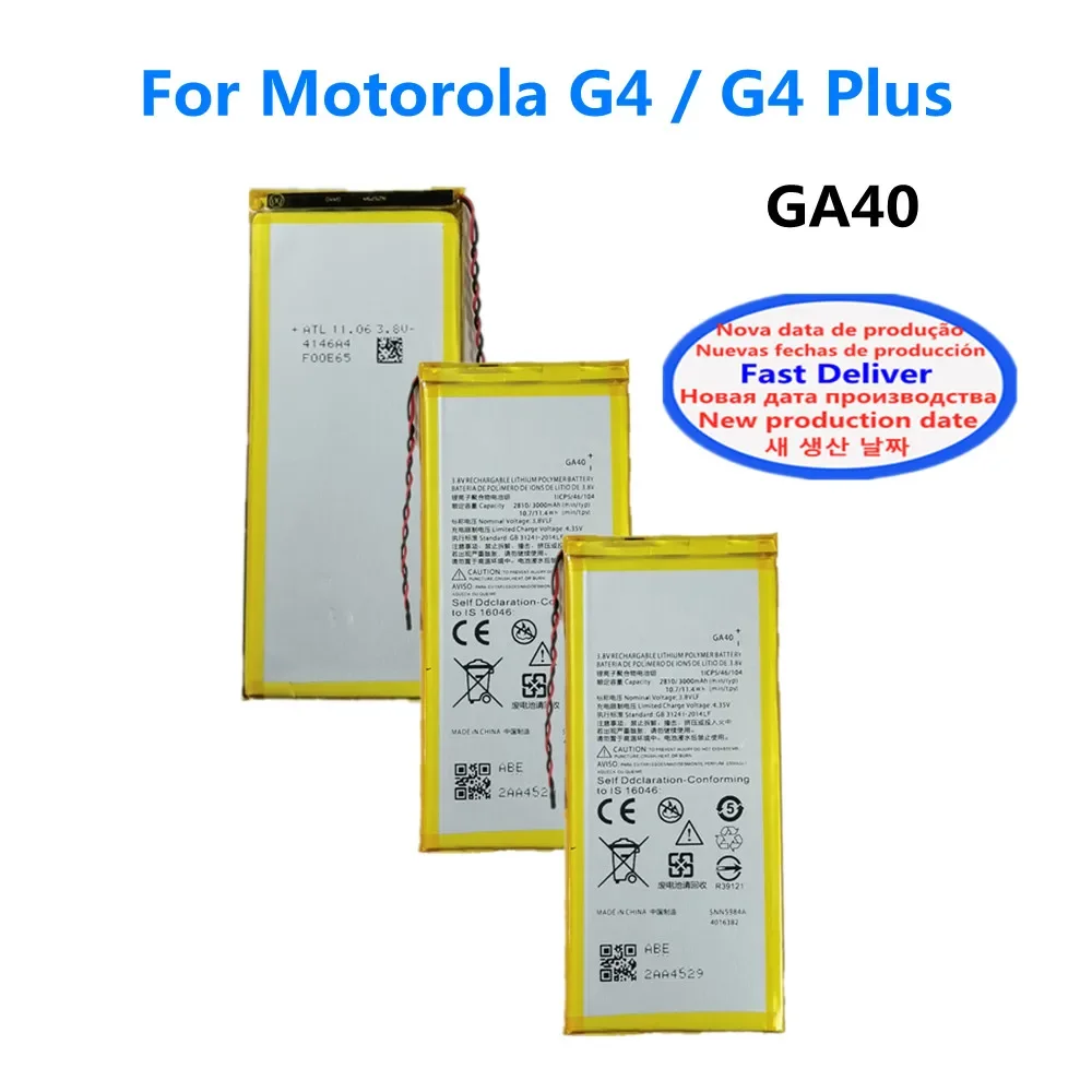 3000mAh GA40 Phone Battery For Motorola Moto G4 /G4 Plus XT1625 XT1622 XT1644 XT1643 SNN5970A Batteries Fast Deliver
3000mAh GA40 Phone Battery For Motorola Moto G4 /G4 Plus XT1625 XT1622 XT1644 XT1643 SNN5970A Batteries Fast Deliver