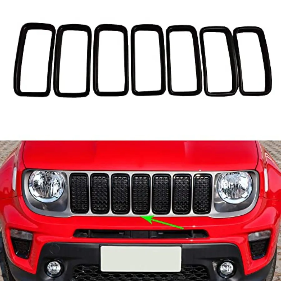 Накладки на переднюю решетку радиатора для Jeep Renegade 2019-2021, аксессуары для экстерьера автомобиля, защитные накладки из АБС-пластика, черные, комплект из 7 штук
Накладки на переднюю решетку радиатора для Jeep Renegade 2019-2021, аксессуары для экстерьера автомобиля, защитные накладки из АБС-пластика, черные, комплект из 7 штук