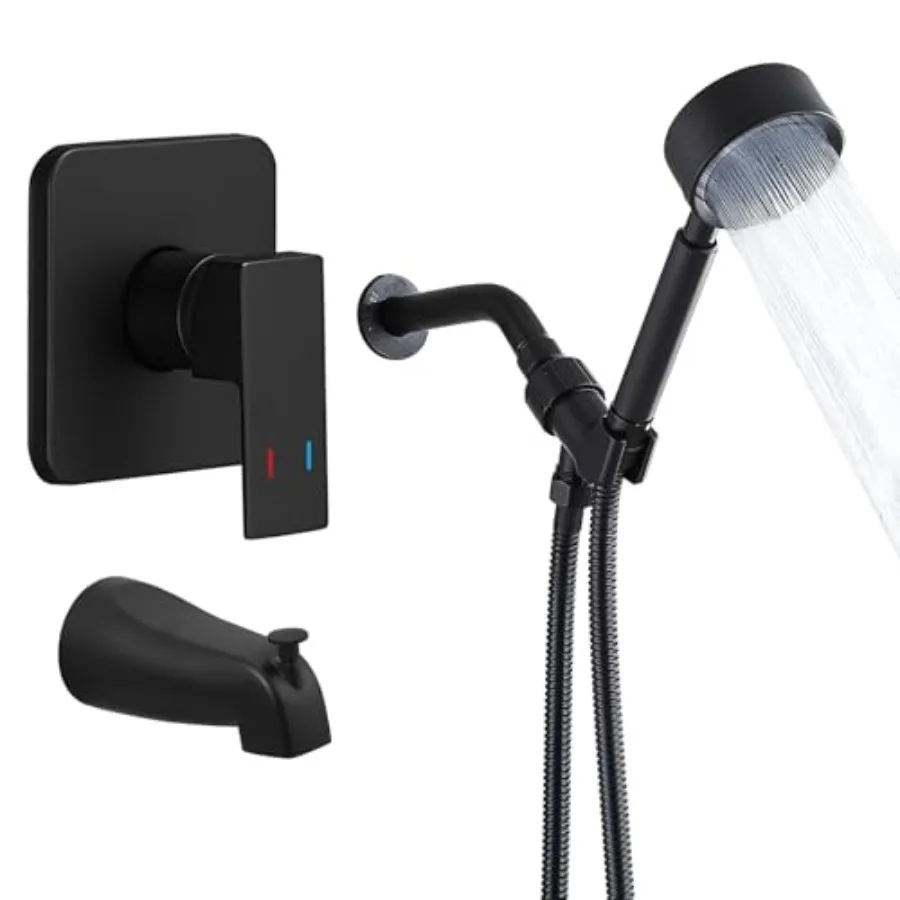 Tub Shower Faucet Set Complete with handheld Shower Head and Tub Spout Included Shower Valve Tub Shower Trim Kit
Tub Shower Faucet Set Complete with handheld Shower Head and Tub Spout Included Shower Valve Tub Shower Trim Kit
