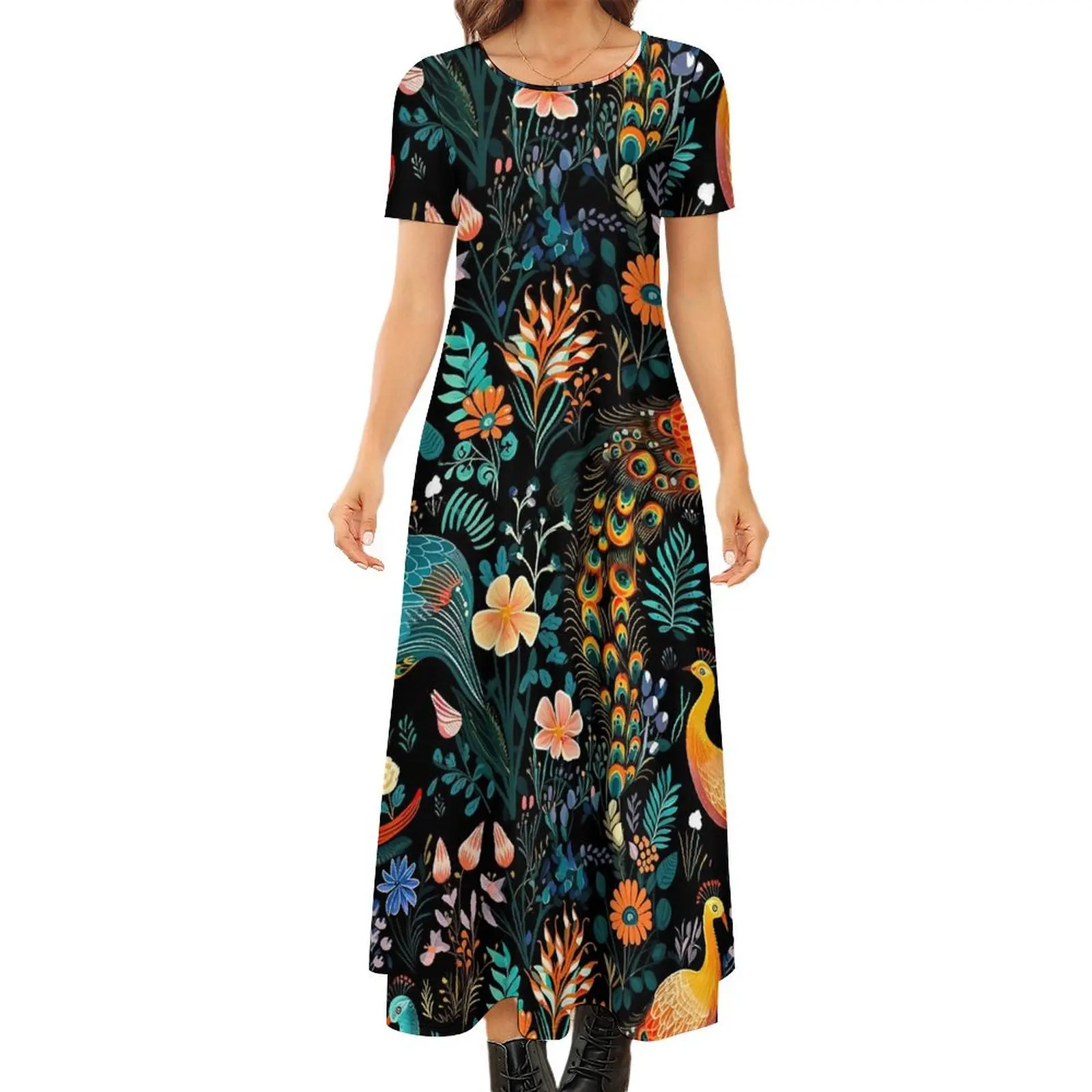 Boho Peacock Dress Flower Print Party Maxi Dress Short Sleeve Streetwear Bohemia Long Dresses Womens Graphic Oversized Clothing
Boho Peacock Dress Flower Print Party Maxi Dress Short Sleeve Streetwear Bohemia Long Dresses Womens Graphic Oversized Clothing