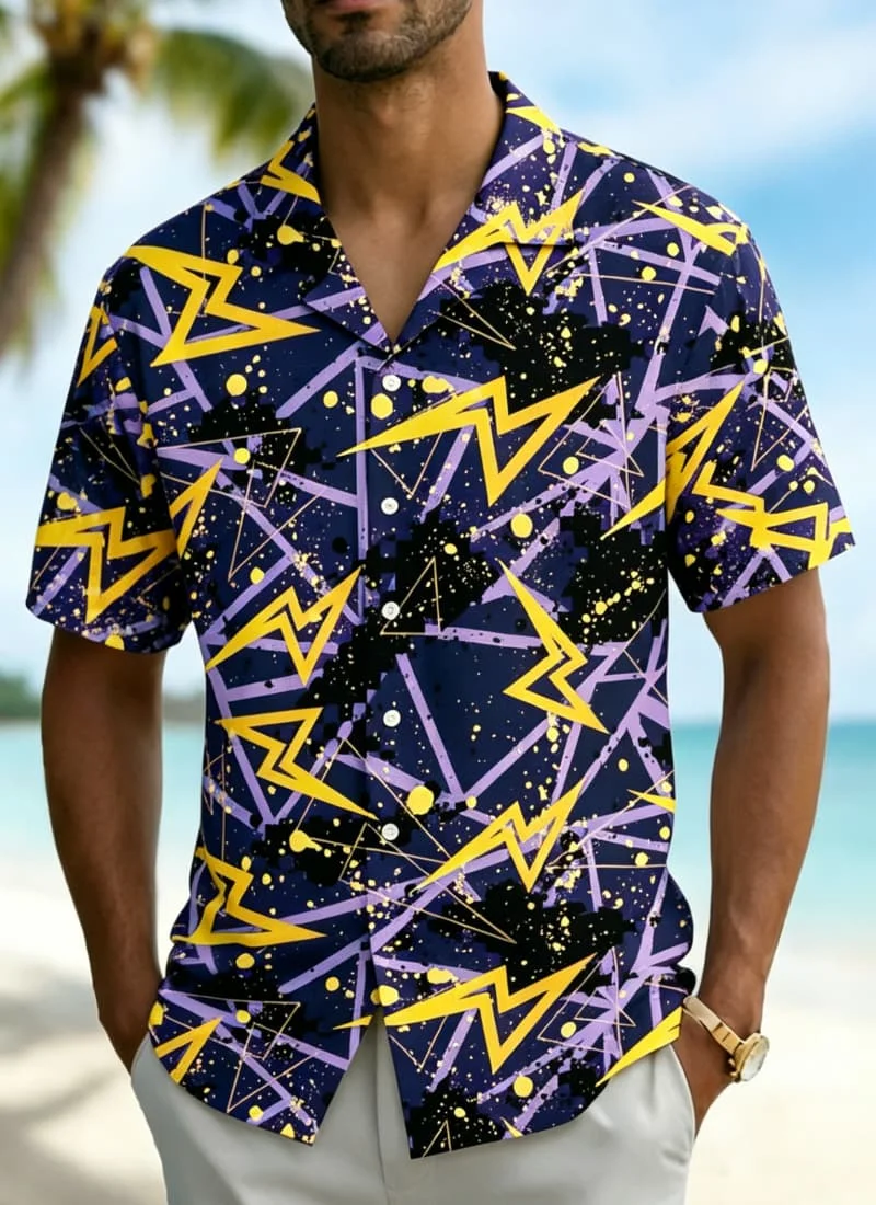Men's Lightning Print Hawaiian Shirt, Casual Shirt for Summer Vacation, Beach Party, Daily Wear & Music Festival
Men's Lightning Print Hawaiian Shirt, Casual Shirt for Summer Vacation, Beach Party, Daily Wear & Music Festival
