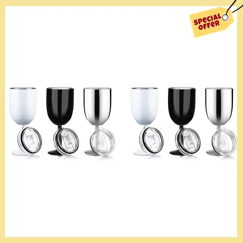-BABQ 2X Stemmed Stainless Steel Wine Glasses With Lid Wall Insulated Wine Tumbler Unbreakable Goblets Wine Glasses 10Oz A
-BABQ 2X Stemmed Stainless Steel Wine Glasses With Lid Wall Insulated Wine Tumbler Unbreakable Goblets Wine Glasses 10Oz A
