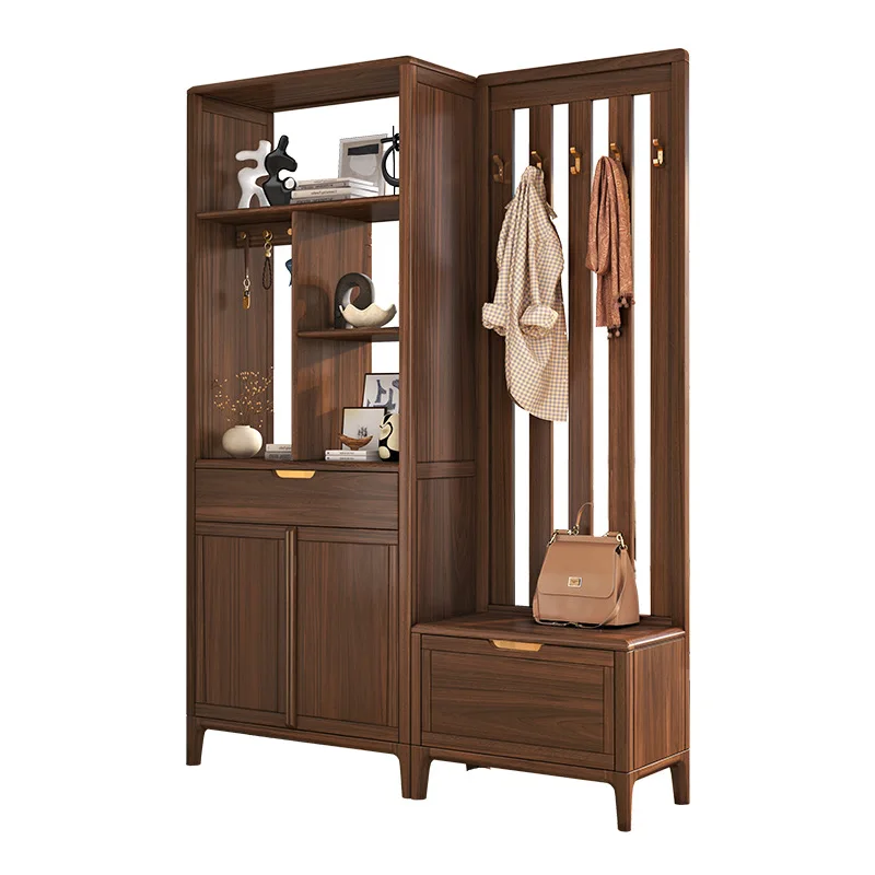 Black walnut integrated new Chinese style entrance cabinet and shoe cabinet simple and modern partition
Black walnut integrated new Chinese style entrance cabinet and shoe cabinet simple and modern partition