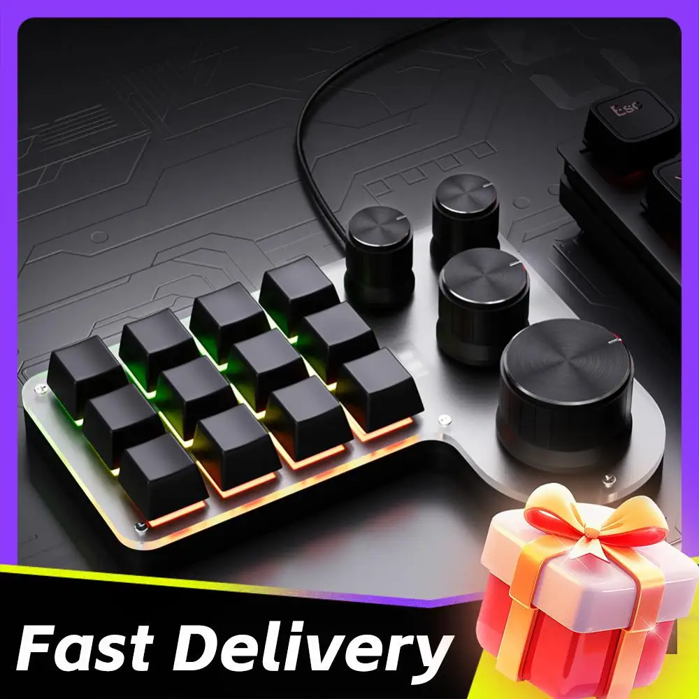 12 Keys 4 Knobs Mechanical Gaming Keyboard Hot-swap USB Wired/Bluetooth-Compatible Copy Paste Mini Button for Industrial Control
12 Keys 4 Knobs Mechanical Gaming Keyboard Hot-swap USB Wired/Bluetooth-Compatible Copy Paste Mini Button for Industrial Control