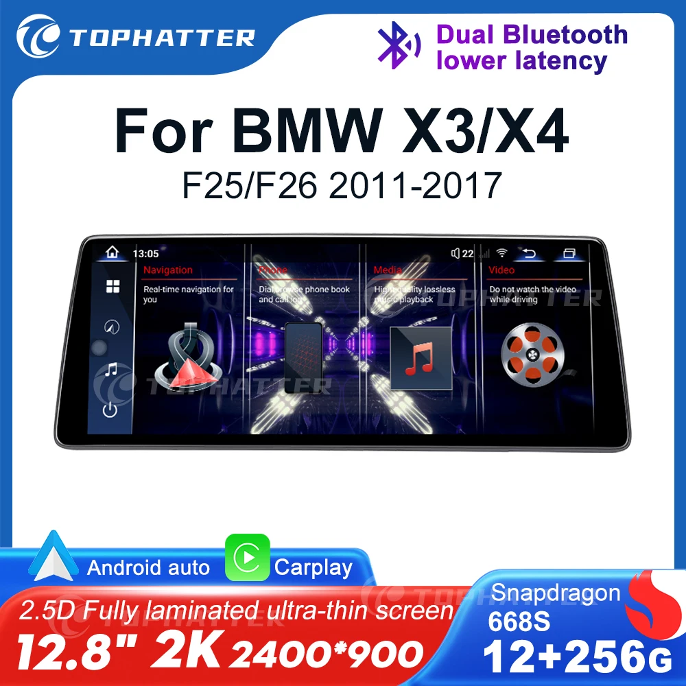 12.8" 2.5D 2K For BMW X3 F25 X4 F26 2011-2017 Car radio CarPlay Android Auto Multimedia Retains OEM Features GSP Navi DSP Audio
12.8" 2.5D 2K For BMW X3 F25 X4 F26 2011-2017 Car radio CarPlay Android Auto Multimedia Retains OEM Features GSP Navi DSP Audio