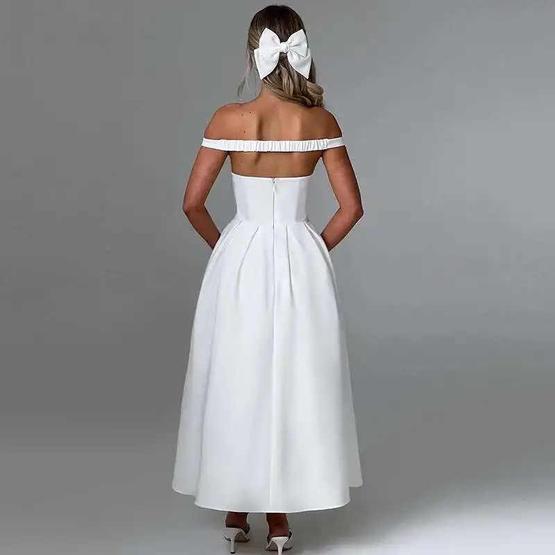 2025 Fashion Backless Solid Long Summer Off Shoulder Bridesmaid Ladies Sexy V Neck High Waisted Pleated Party Dress
2025 Fashion Backless Solid Long Summer Off Shoulder Bridesmaid Ladies Sexy V Neck High Waisted Pleated Party Dress