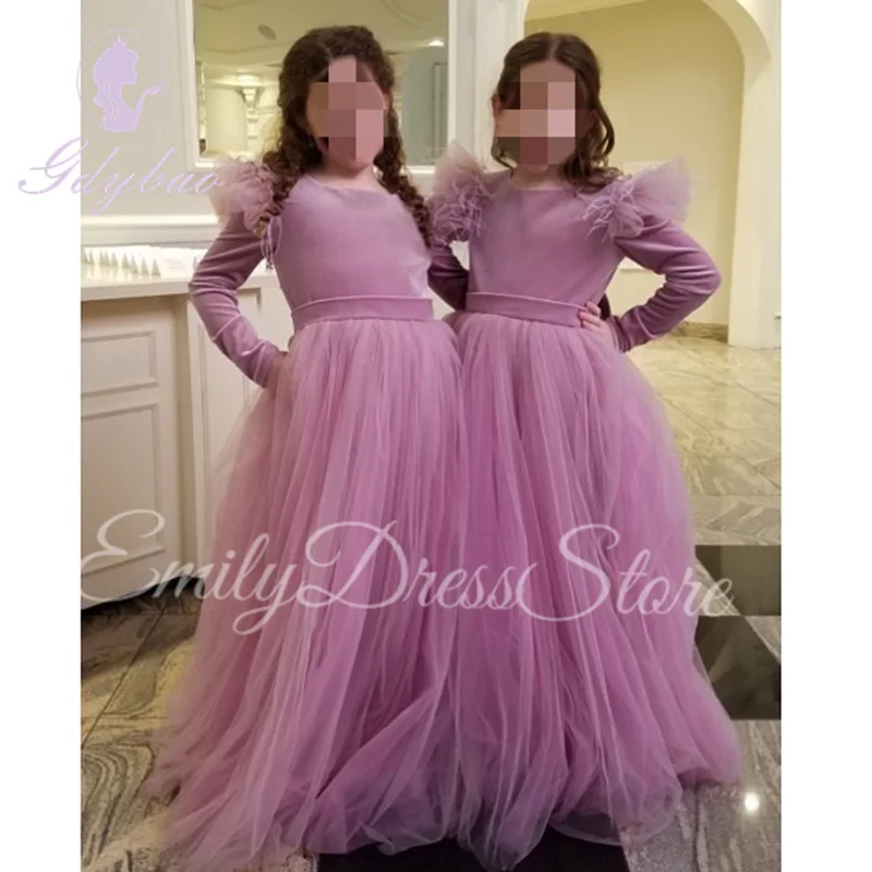 Customized Pink Purple Flower Girl Dress For Wedding Tulle Puffy Full Sleeves Kids Bridesmaid Birthday First Communion Gown
Customized Pink Purple Flower Girl Dress For Wedding Tulle Puffy Full Sleeves Kids Bridesmaid Birthday First Communion Gown