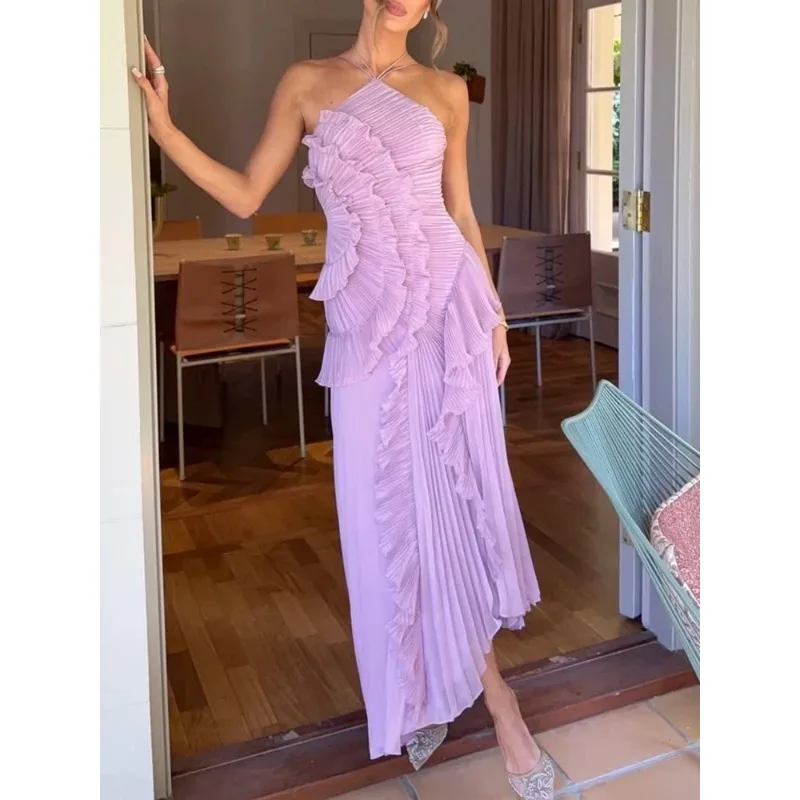 Ruffle Ruffles Design Thin Mid-length Dress Temperament Fashion Irregular Halter Women's Dress 2025 New Summer Elegant Party Y2k
Ruffle Ruffles Design Thin Mid-length Dress Temperament Fashion Irregular Halter Women's Dress 2025 New Summer Elegant Party Y2k