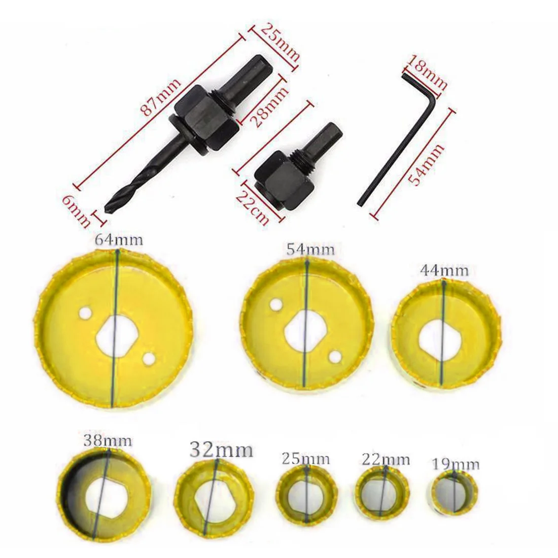 Parts Quality Suitable Useful New Drill Metal Pack Set Sheet Wood Cutting Hole Saws 11Pcs 19-64mm Carbon Steel
Parts Quality Suitable Useful New Drill Metal Pack Set Sheet Wood Cutting Hole Saws 11Pcs 19-64mm Carbon Steel
