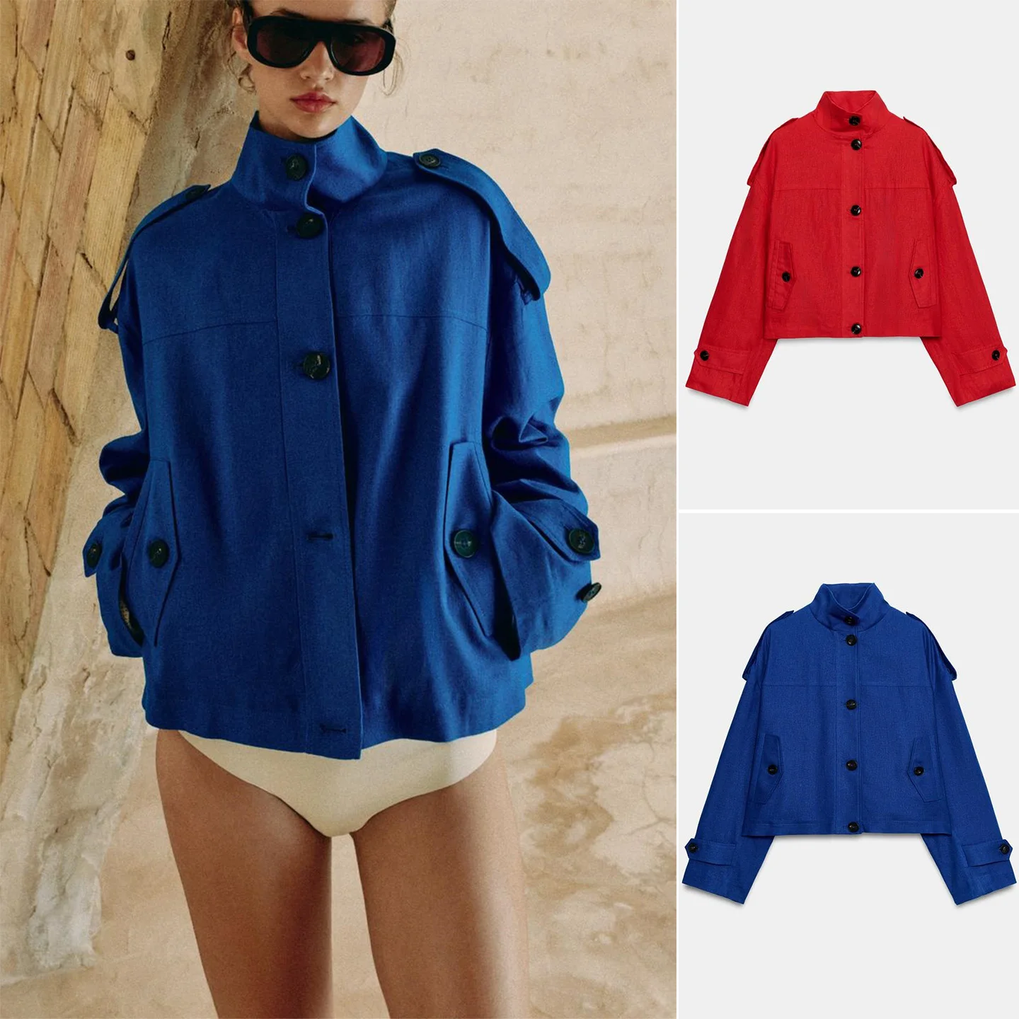 Summer New Women's Casual Style Long Sleeve Stand Collar Single Button Short Outerwear Polyester Fiber Standard Fit Short Coat
Summer New Women's Casual Style Long Sleeve Stand Collar Single Button Short Outerwear Polyester Fiber Standard Fit Short Coat